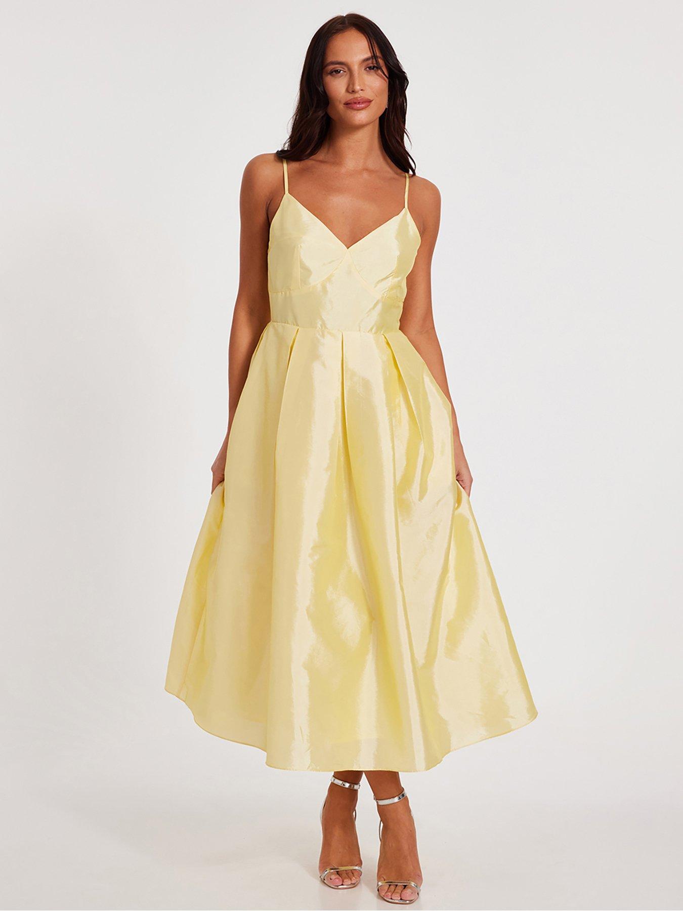 Quiz Light Yellow Taffeta Midaxi Dress | Littlewoods