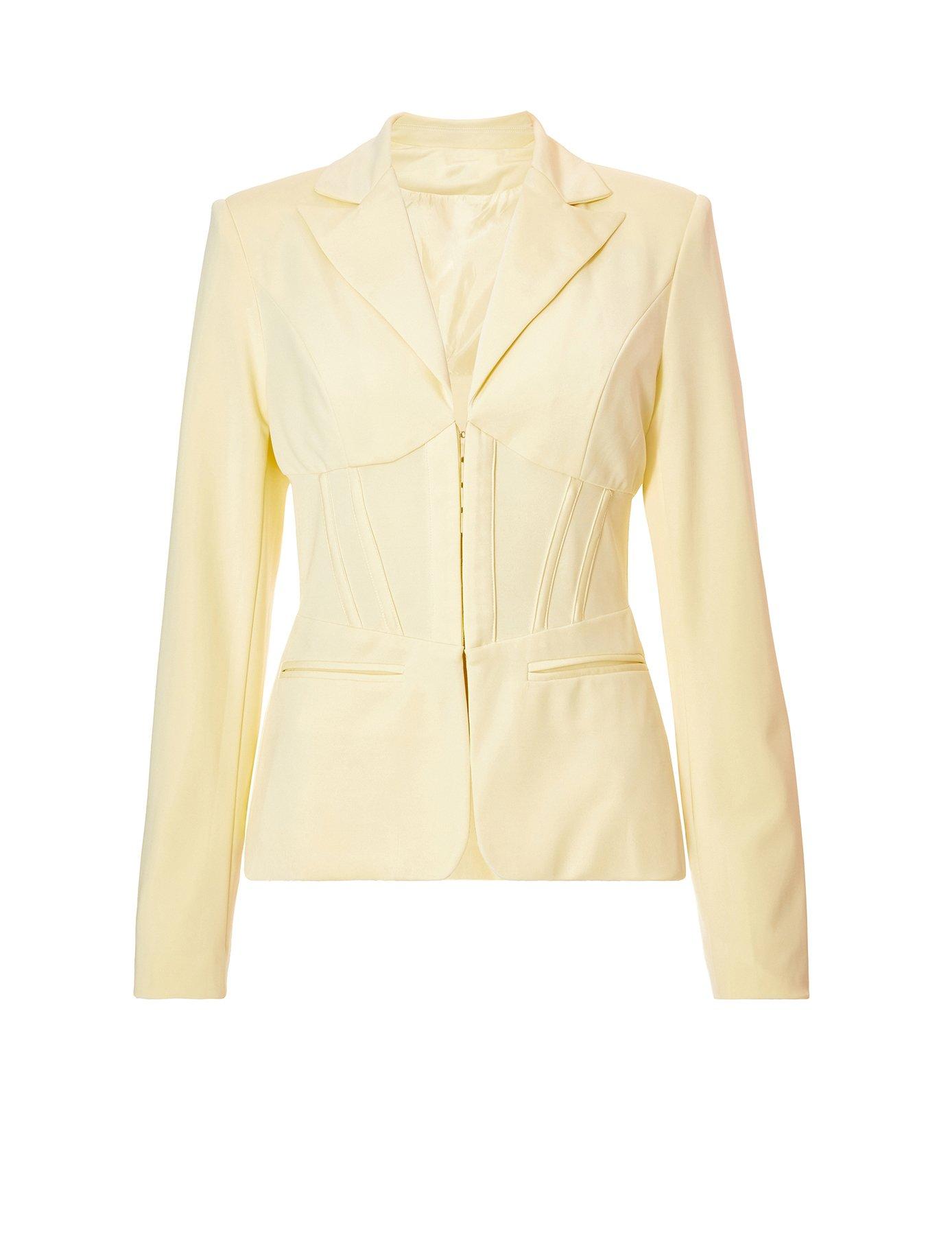  image of quiz-lemon-woven-tailored-blazer