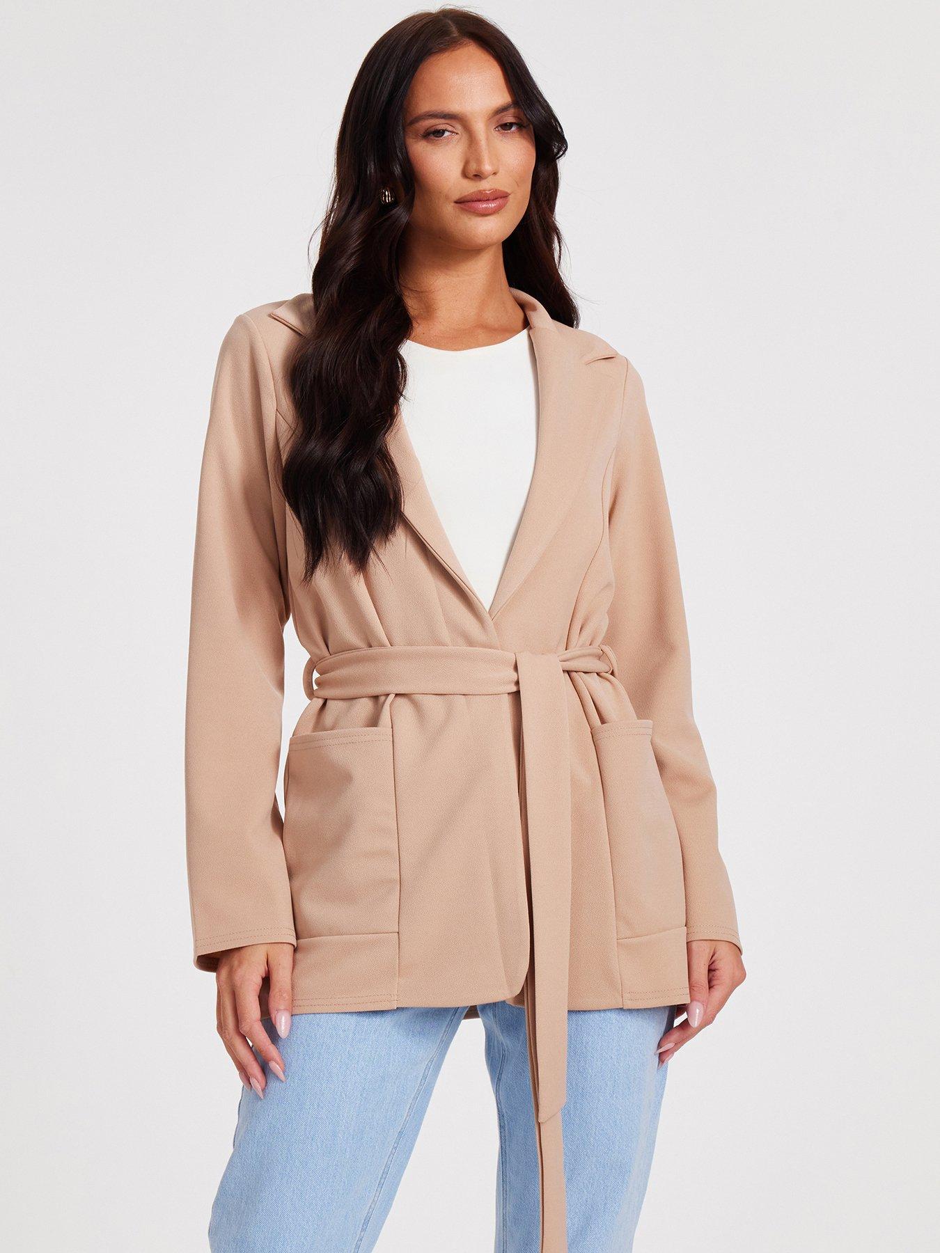 Quiz Stone Tie Waist Blazer | Littlewoods