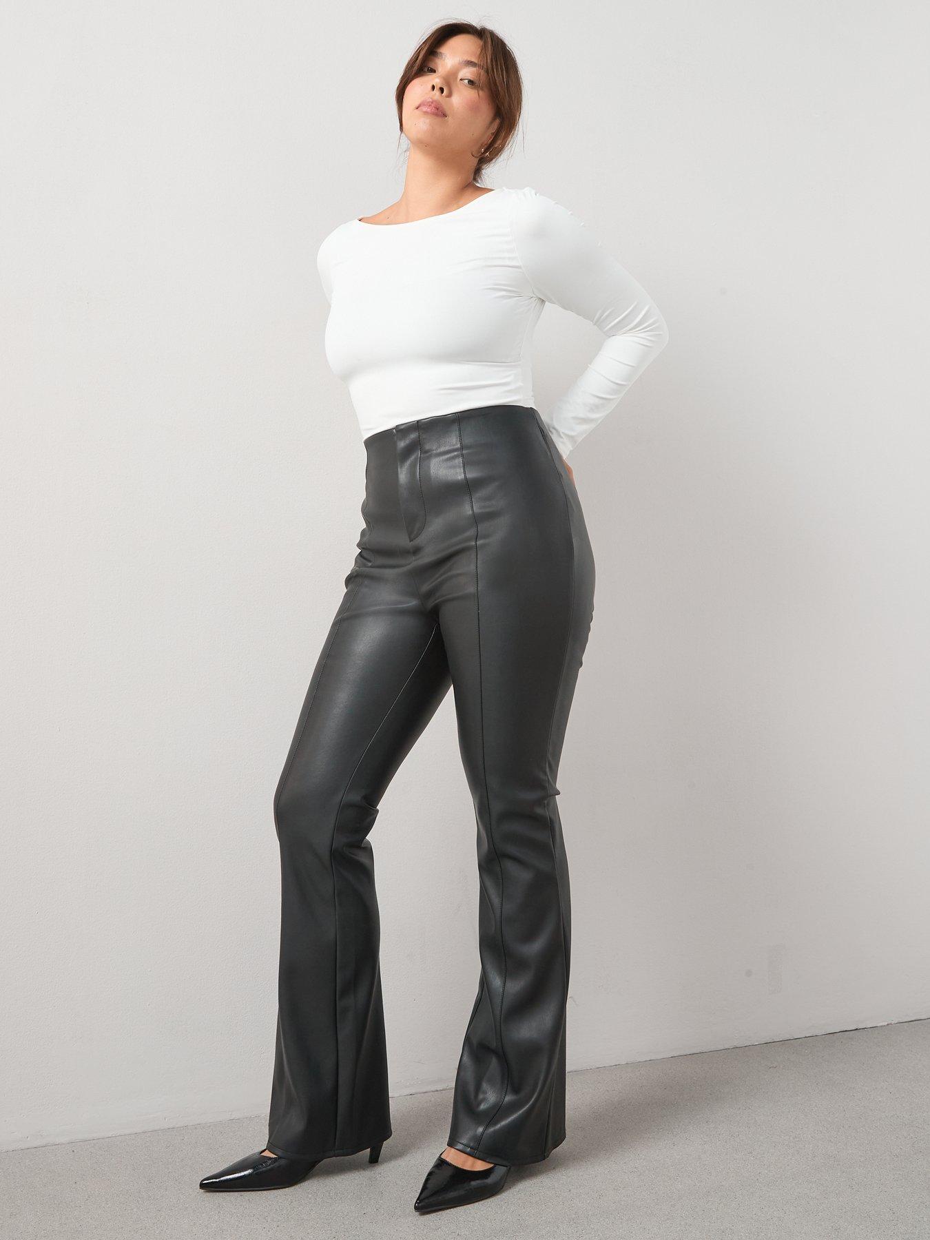Image 6 of 7 of V by Very Curve Kickflare PU Trouser - Black