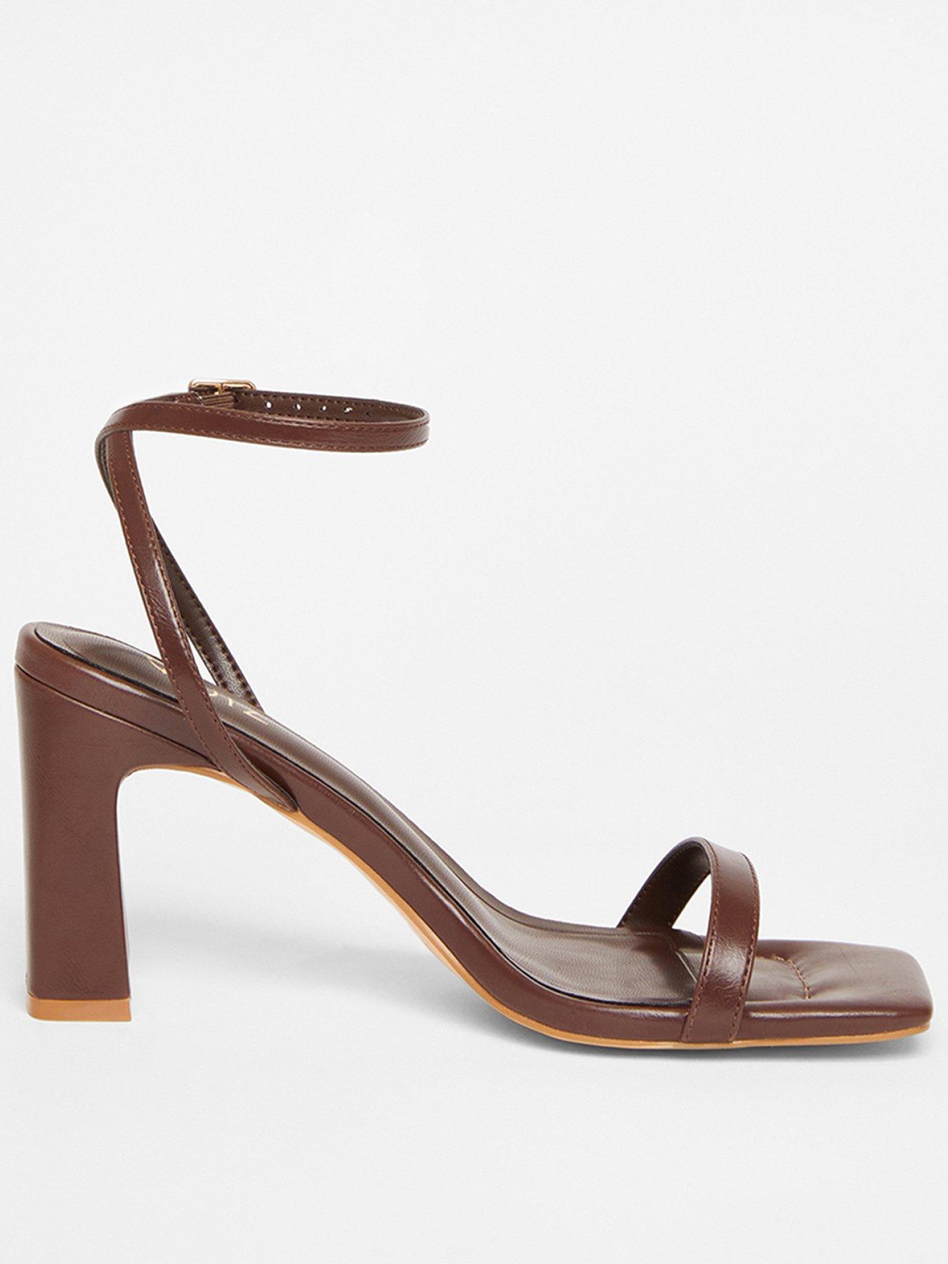 undefined Brown Barely There Block Heels