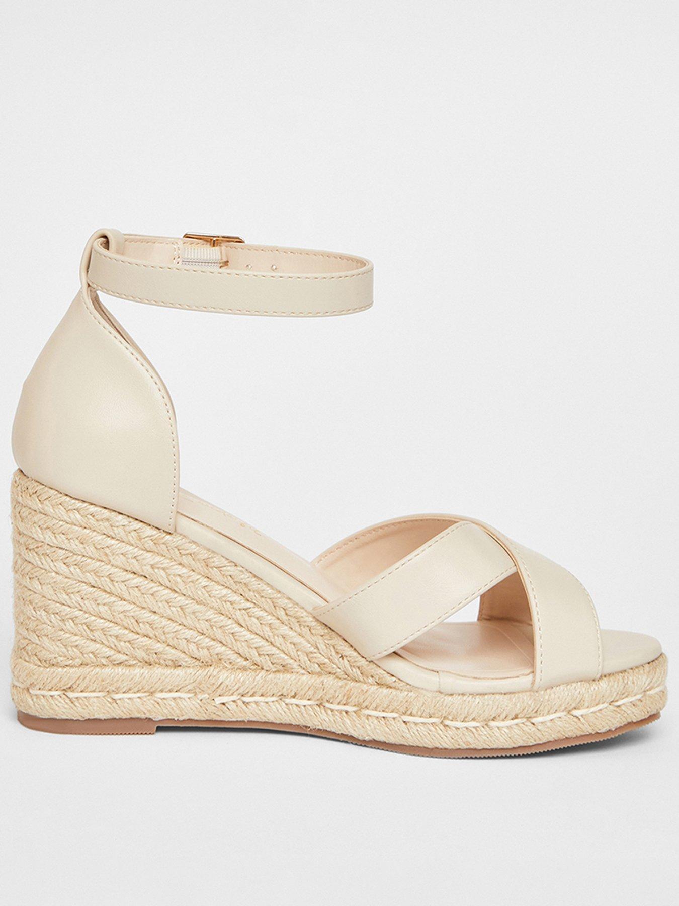 undefined Wide Fit Nude Faux Leather Wedges