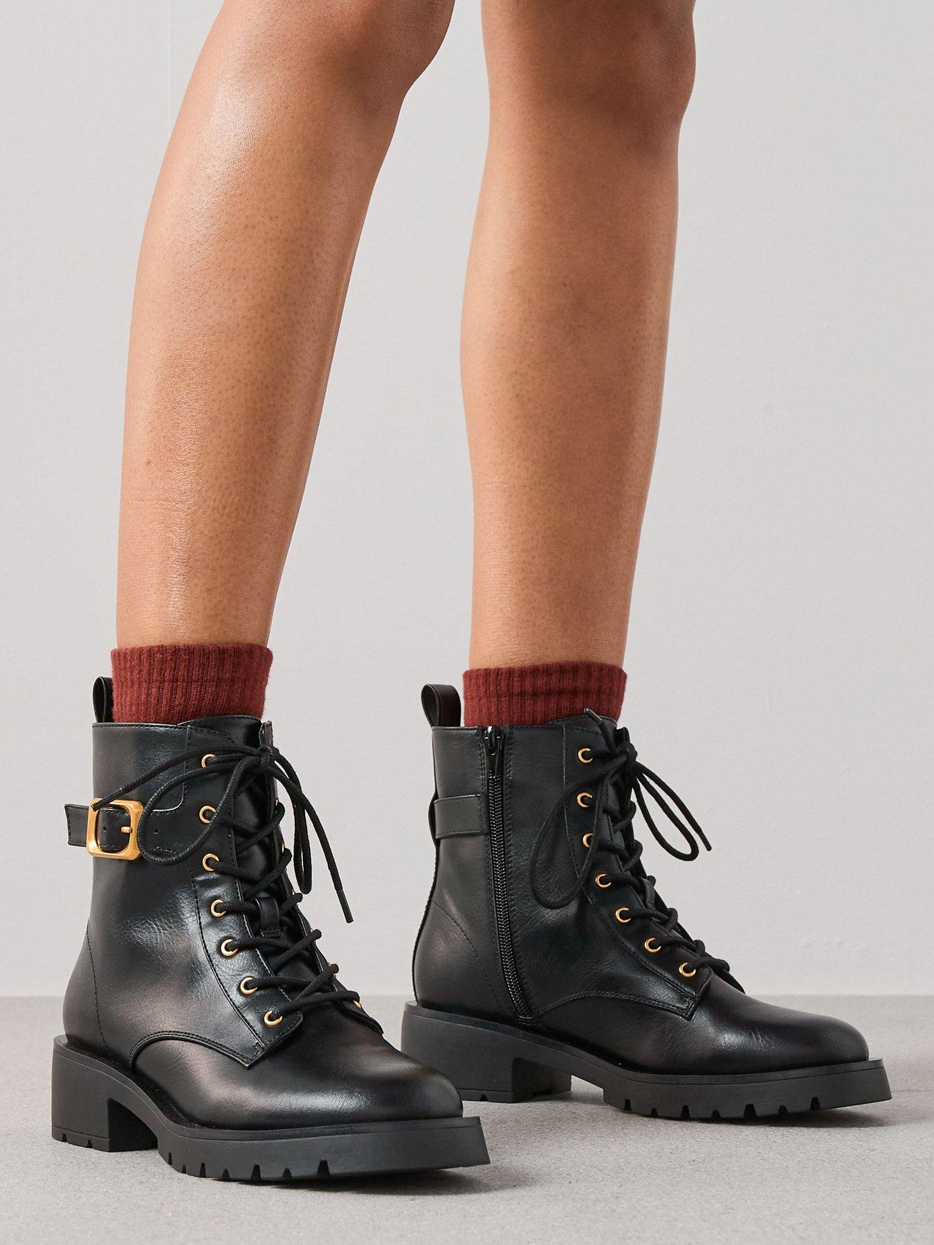 undefined Lace Up Ankle Boots - Black