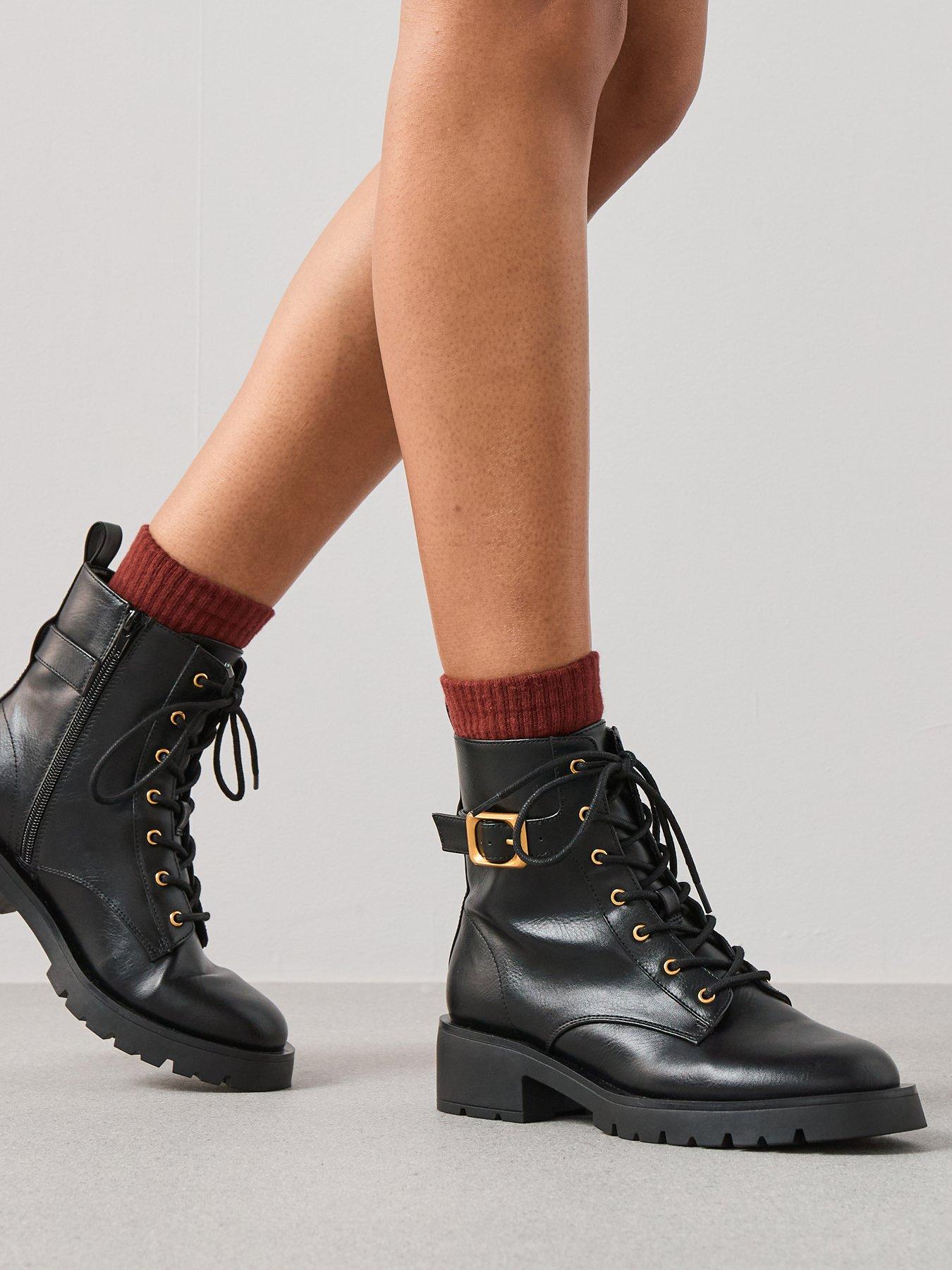 undefined Wide Fit Lace Up Ankle Boot - Black