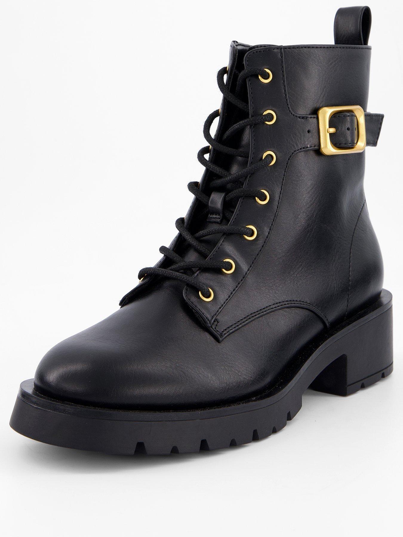 Image 3 of 7 of V by Very Wide Fit Lace Up Ankle Boot - Black