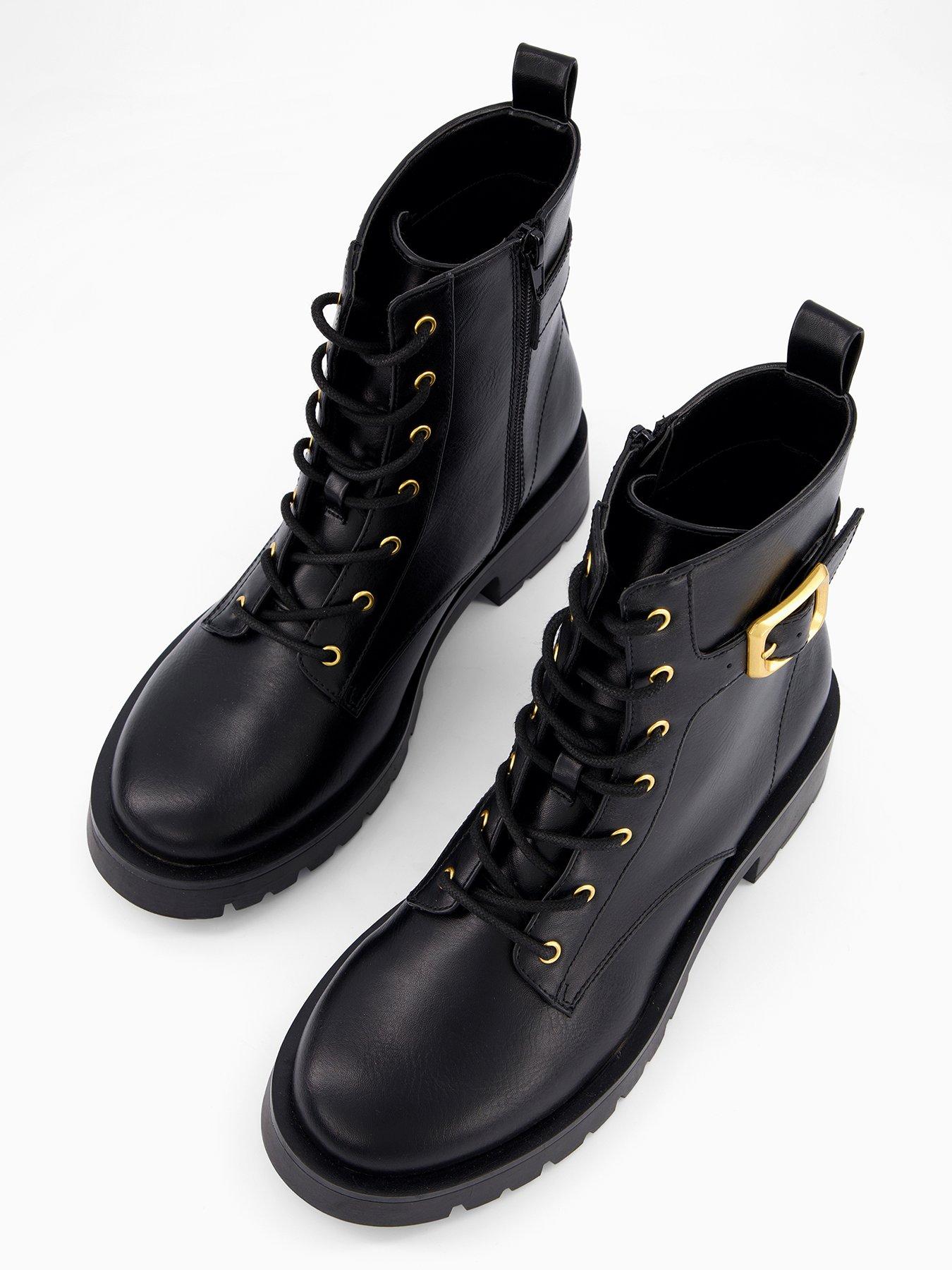 Image 4 of 7 of V by Very Wide Fit Lace Up Ankle Boot - Black