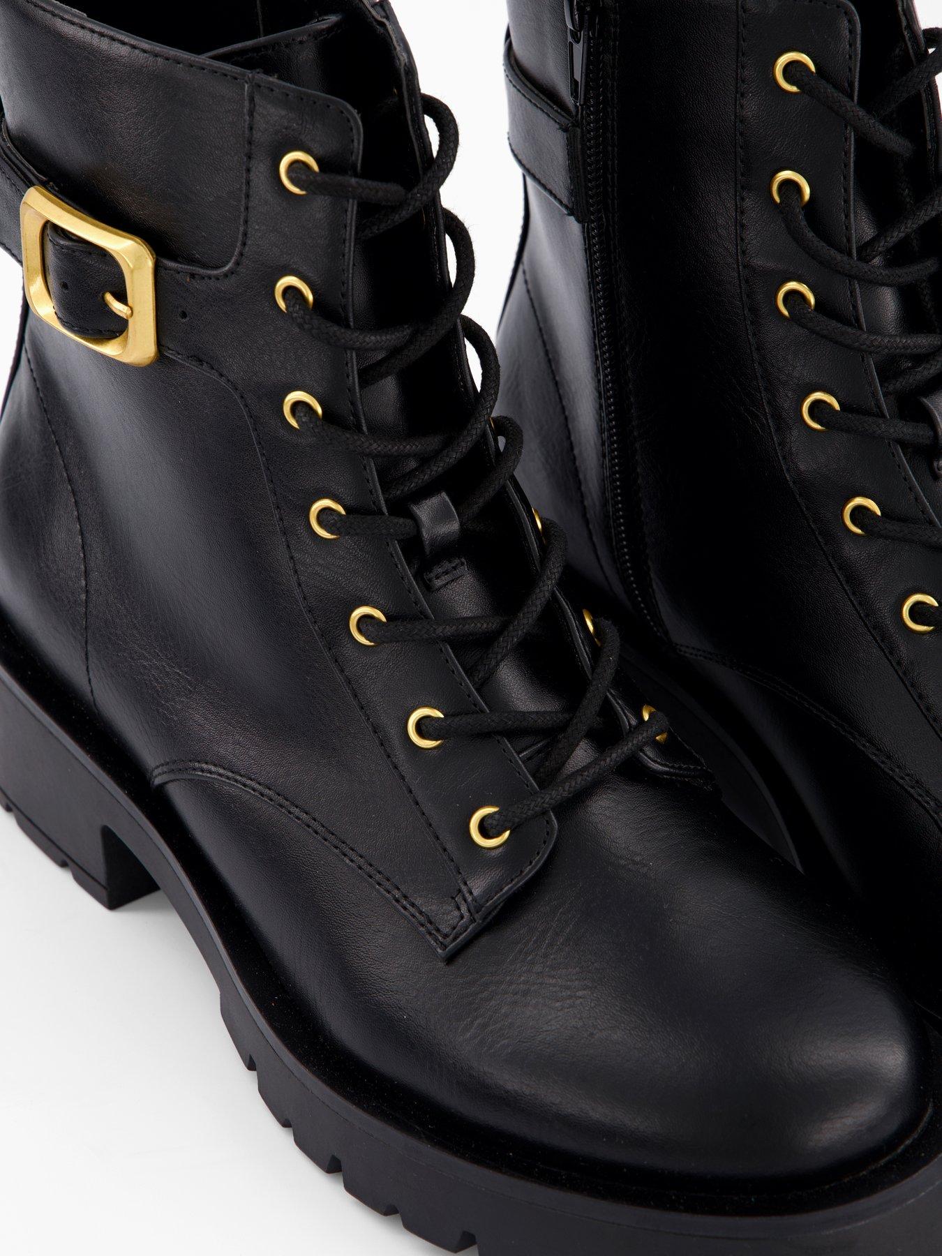 Image 6 of 7 of V by Very Wide Fit Lace Up Ankle Boot - Black