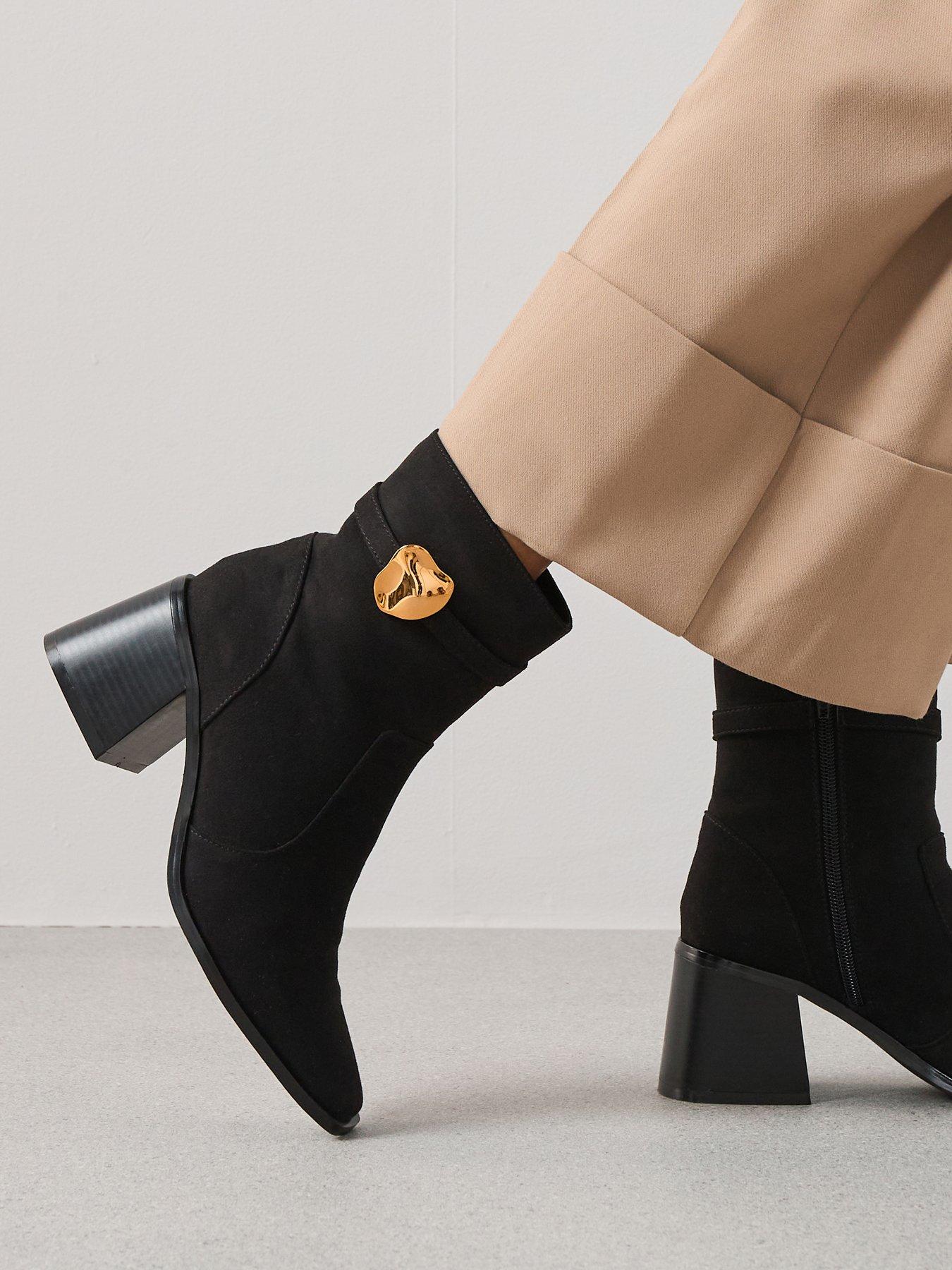 Image 1 of 7 of The Very Collection Block Heel Ankle Boots - Black