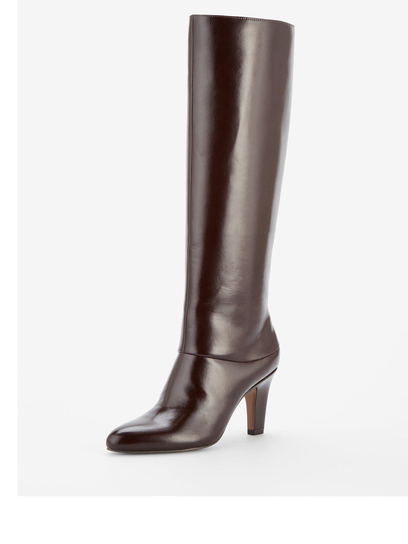Image 3 of 7 of The Very Collection Block Heel Straight Leg Knee Boot - Brown&nbsp;