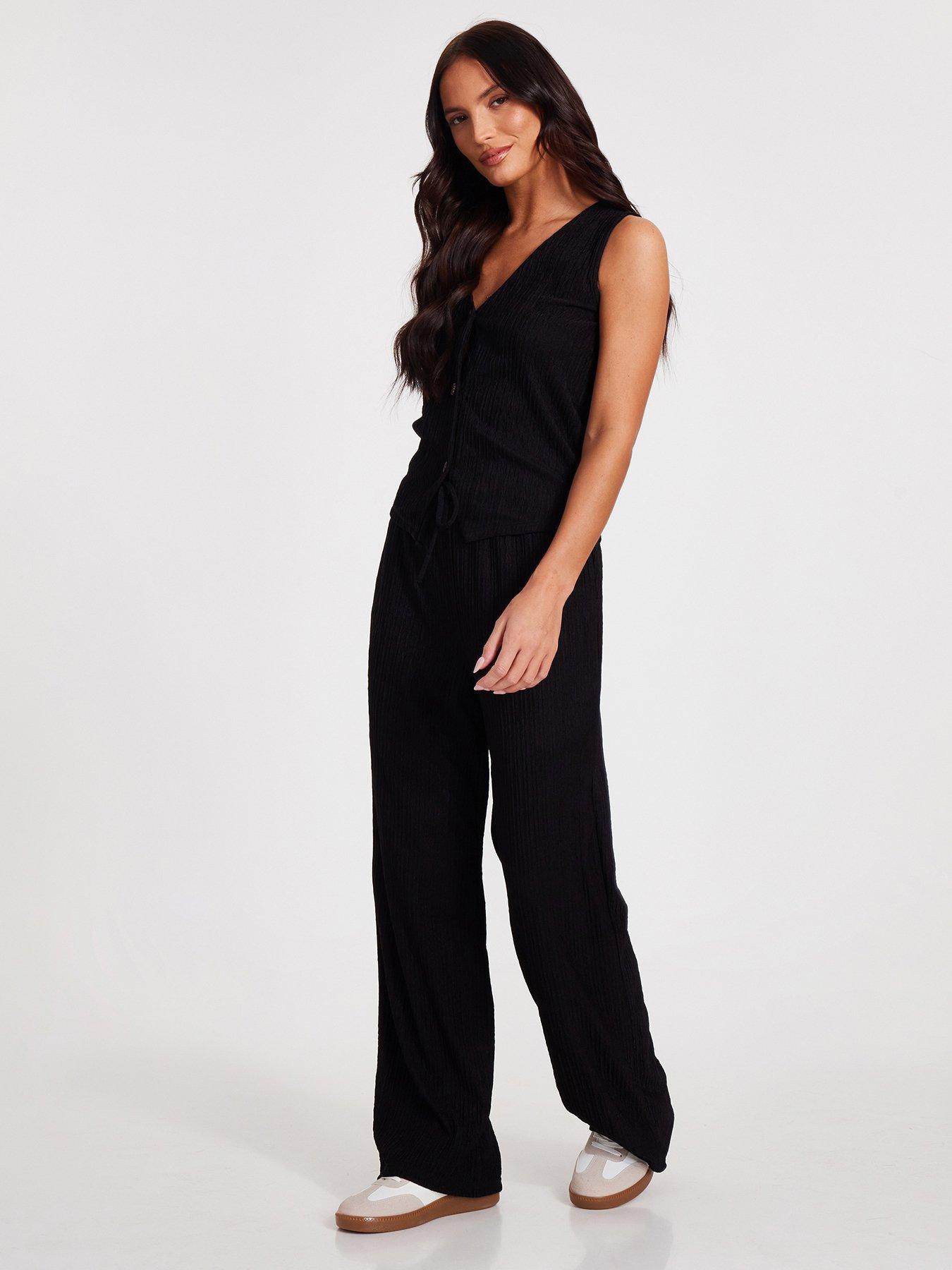  image of quiz-black-v-neck-textured-waistcoat