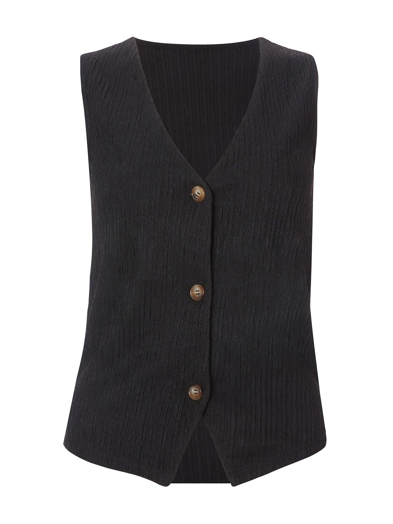  image of quiz-black-v-neck-textured-waistcoat
