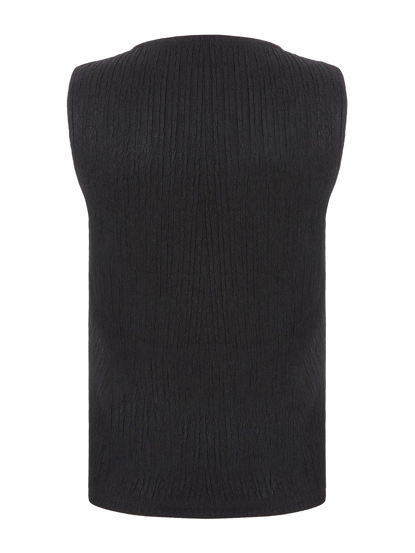  image of quiz-black-v-neck-textured-waistcoat