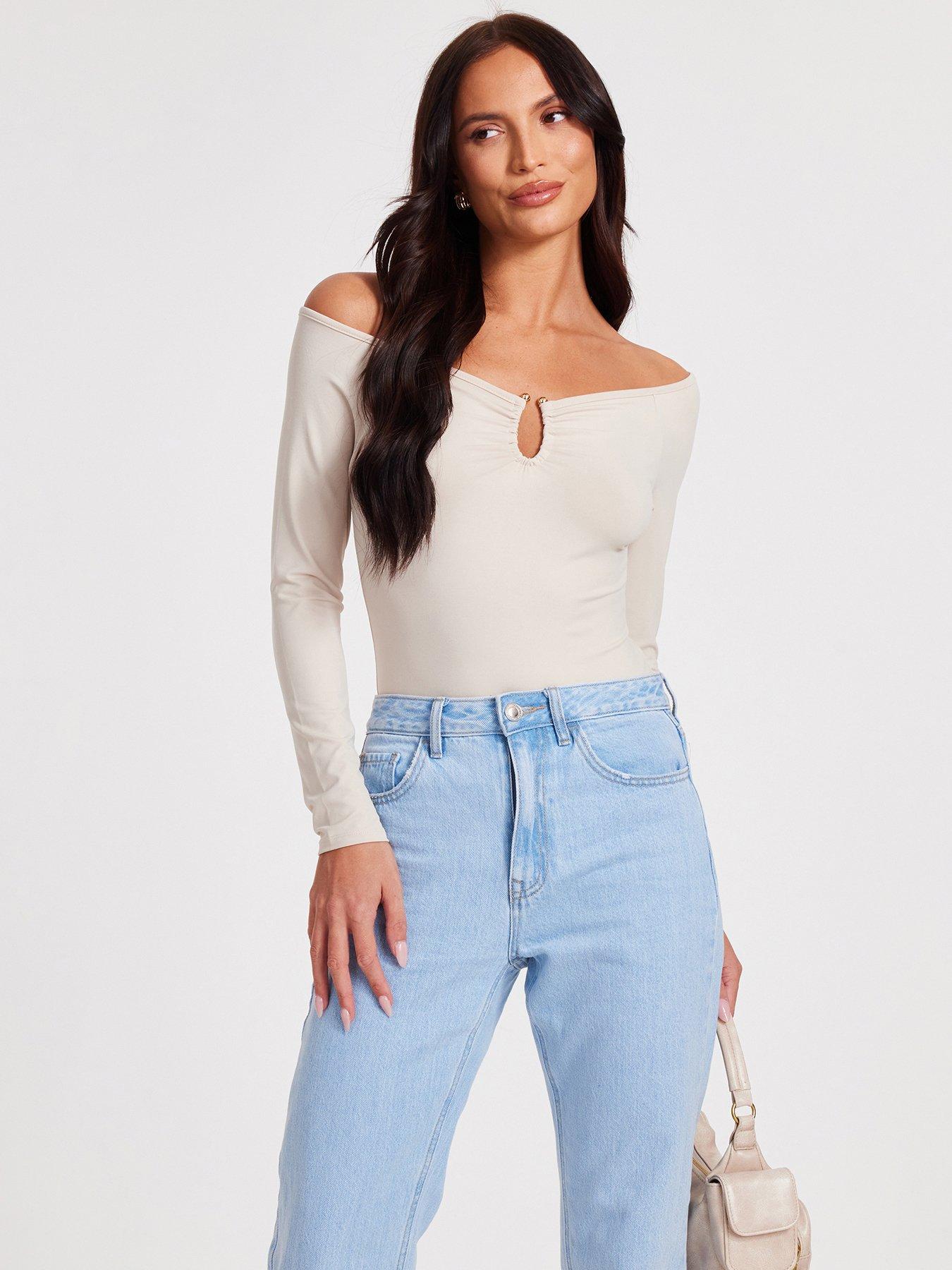  image of quiz-cream-bardot-bodysuit