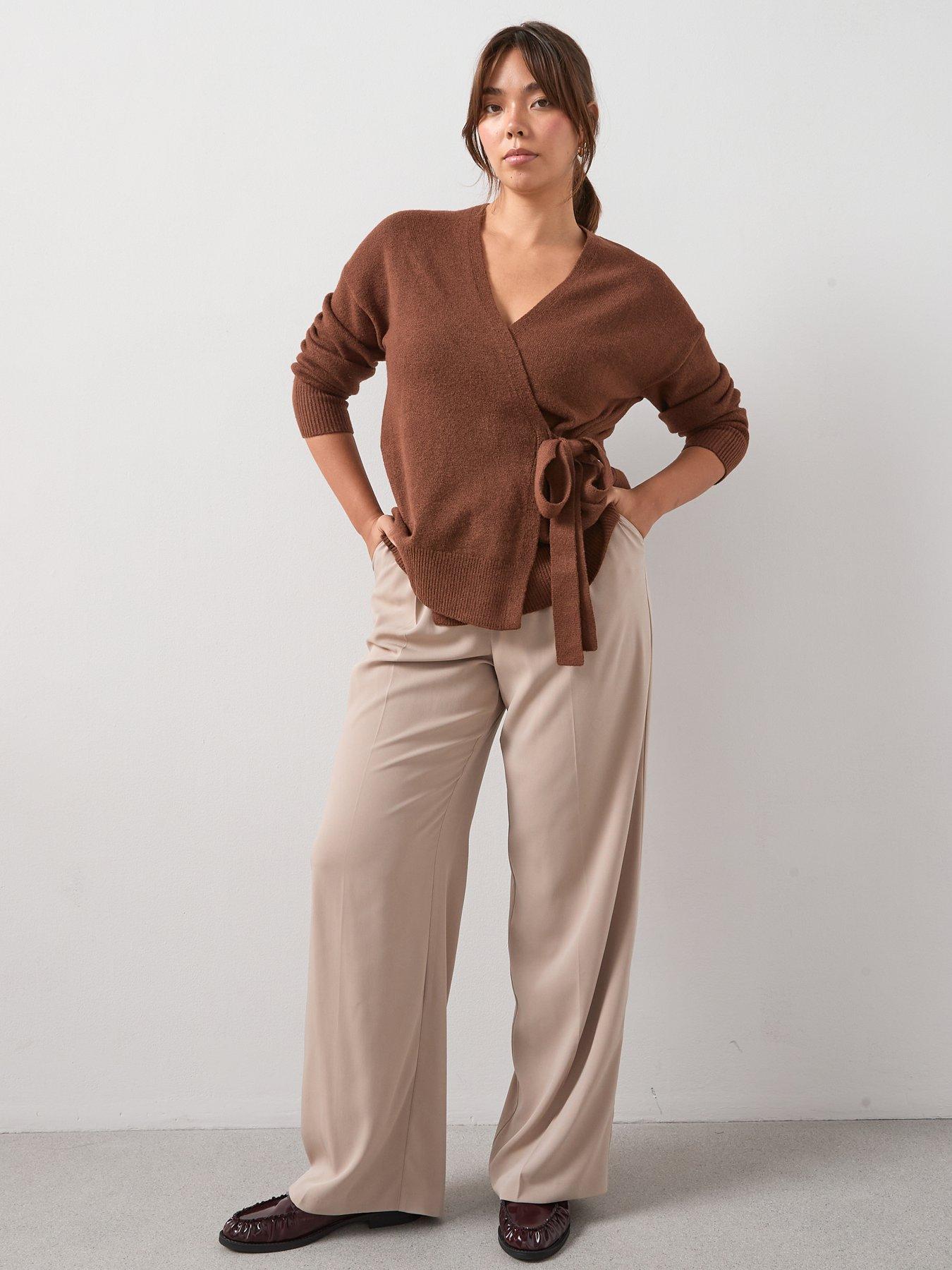 Image 3 of 6 of V by Very Curve Longline Wrap Jumper - Brown