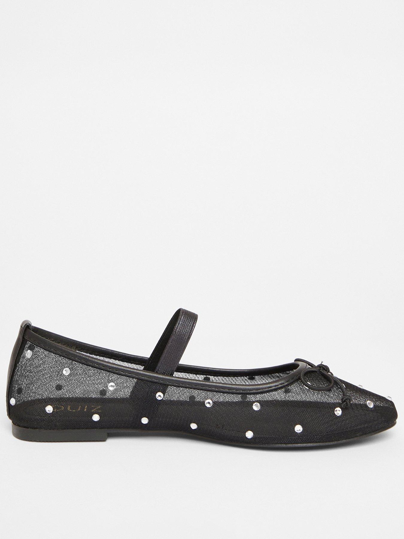 quiz-black-mesh-diamante-bow-pumps