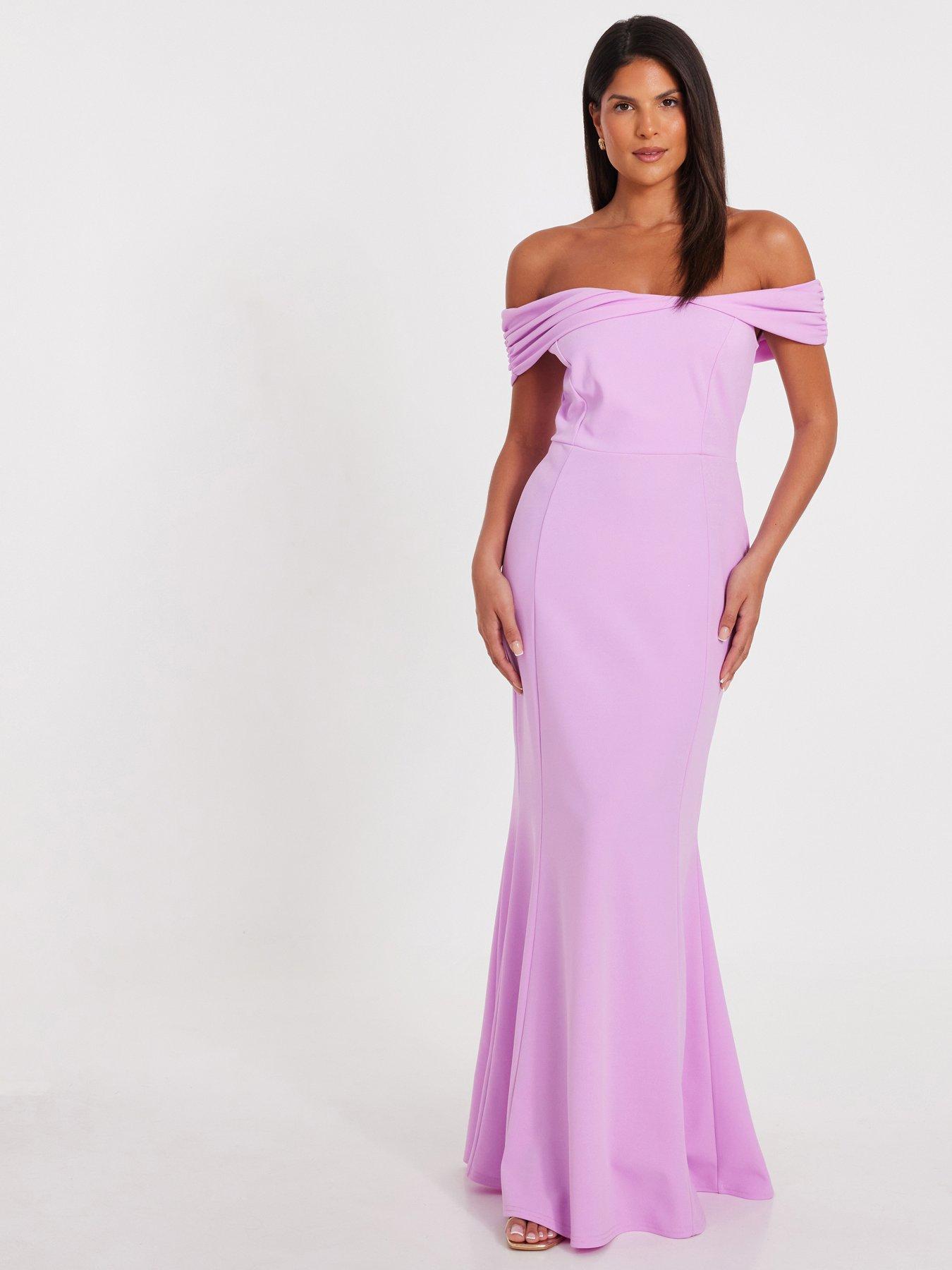 undefined Lilac Bardot Twist Maxi Dress