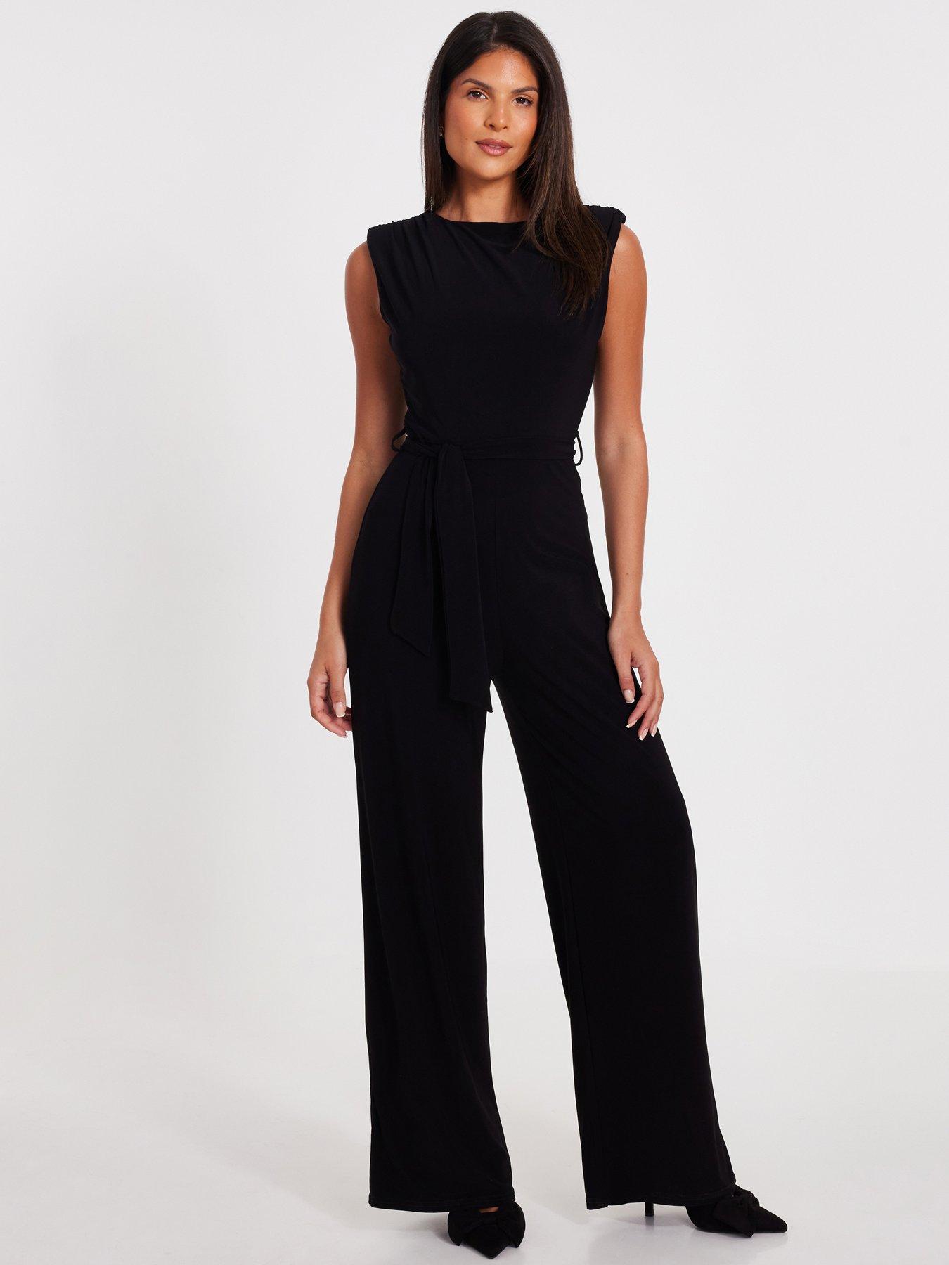 undefined Black Tie Waist Jumpsuit