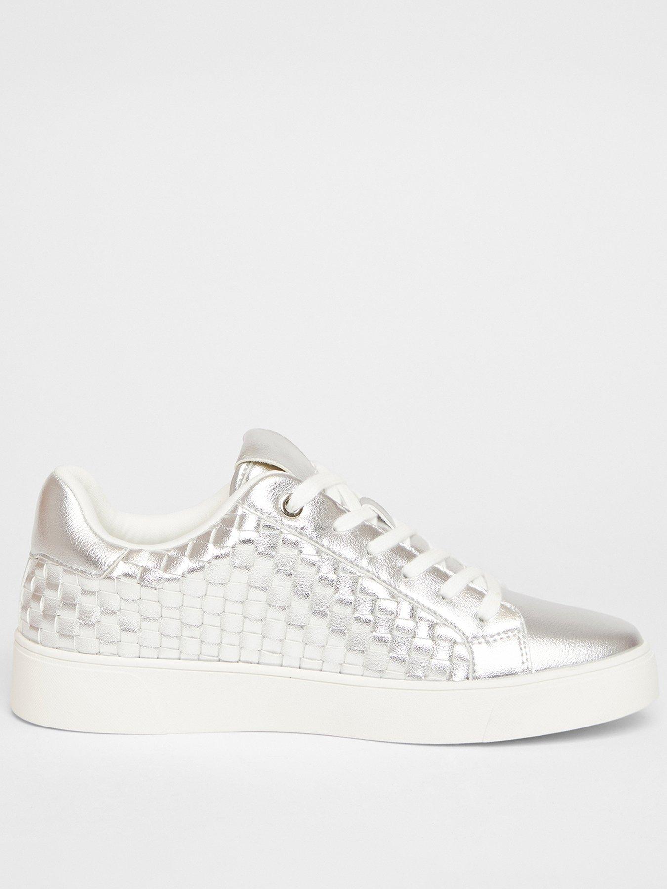 Image 1 of 5 of Quiz Silver Woven Trainers