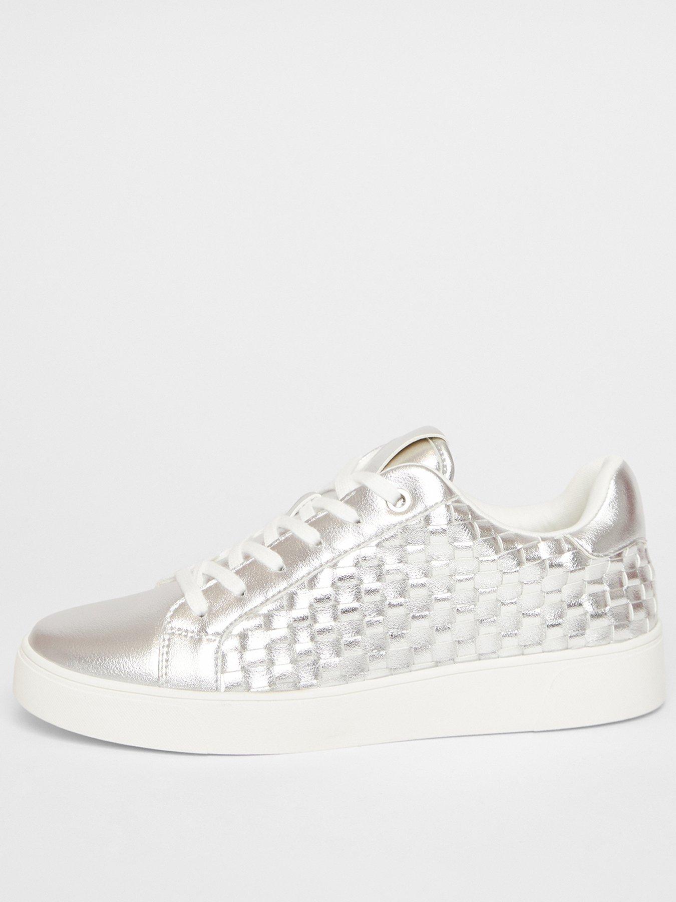 Image 3 of 5 of Quiz Silver Woven Trainers