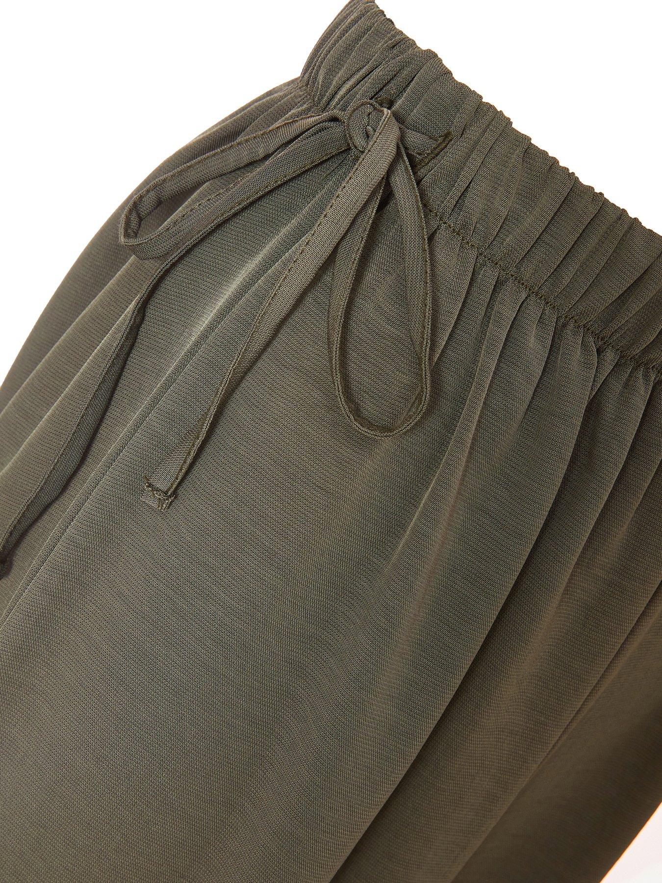 Image 6 of 6 of Quiz Khaki Tie Waist Palazzo Trousers
