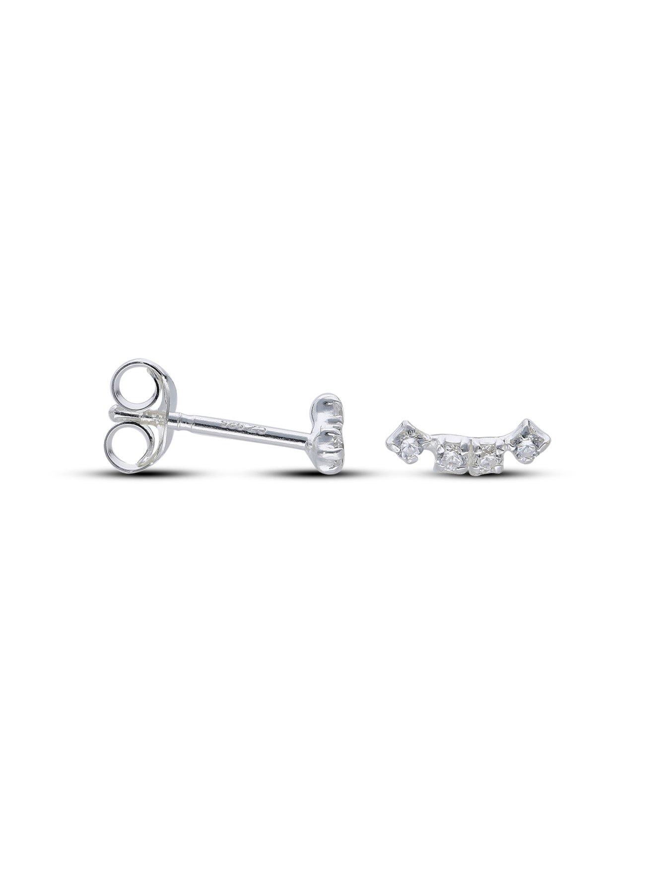 Image 2 of 2 of The Love Collection Sterling Silver 4 CZ Cube Stud Earrings