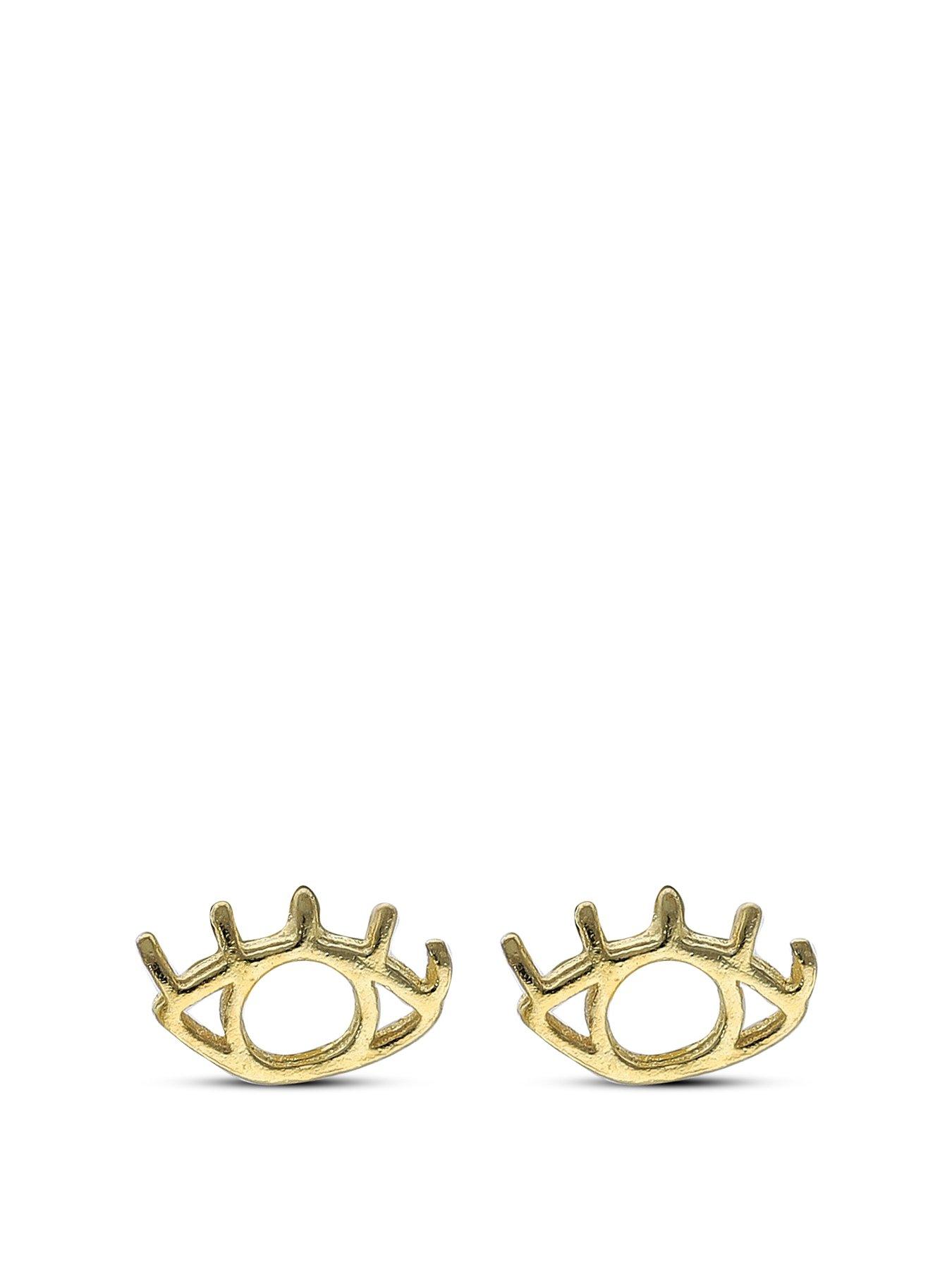 Image 1 of 2 of The Love Collection Sterling Silver Gold Plated Evil Eye Stud Earrings