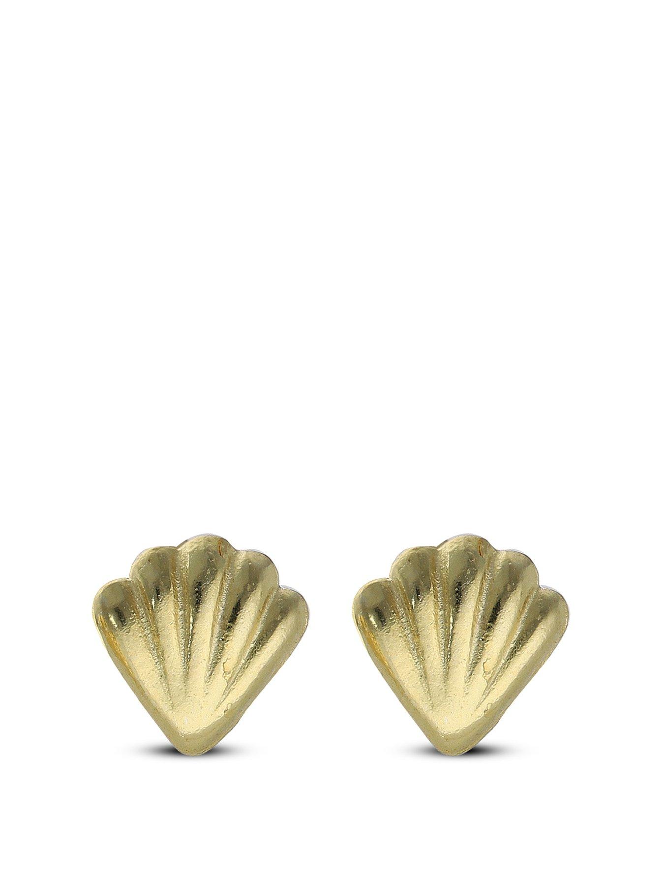 Image 1 of 2 of The Love Collection Sterling Silver Gold Plated Shell Stud Earrings