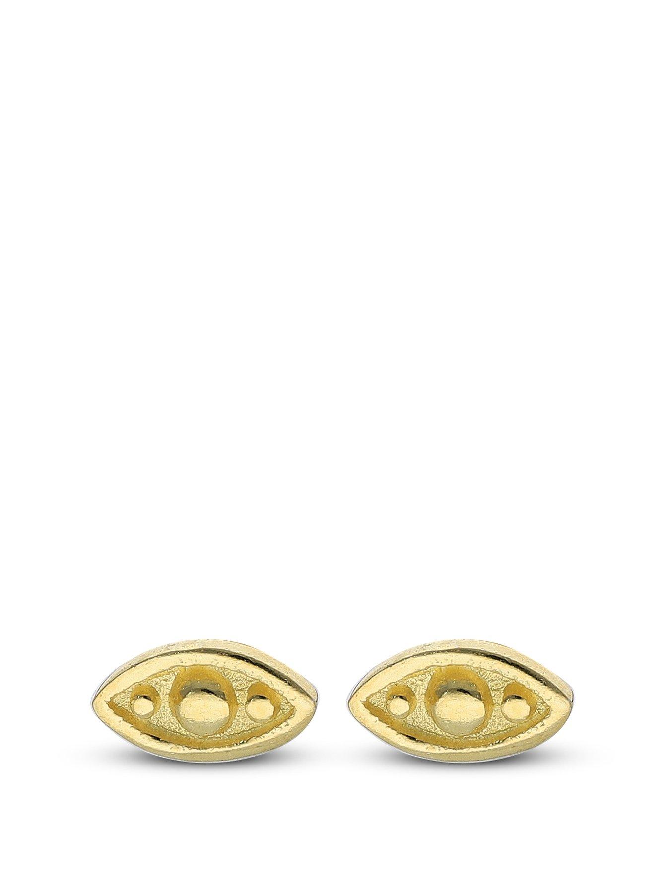 undefined Sterling Silver Gold Plated Oval Stud Earrings