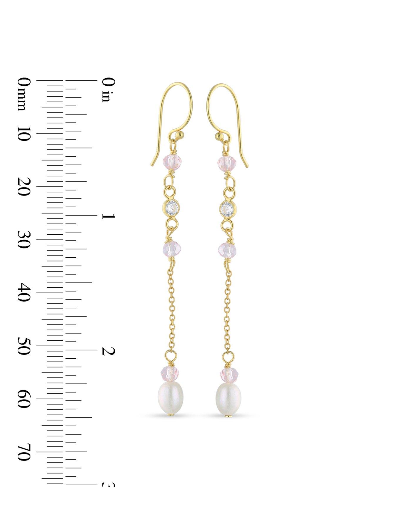  image of the-love-collection-sterling-silver-gold-plated-fwp-pink-and-silver-cz-drop-stud-earrings