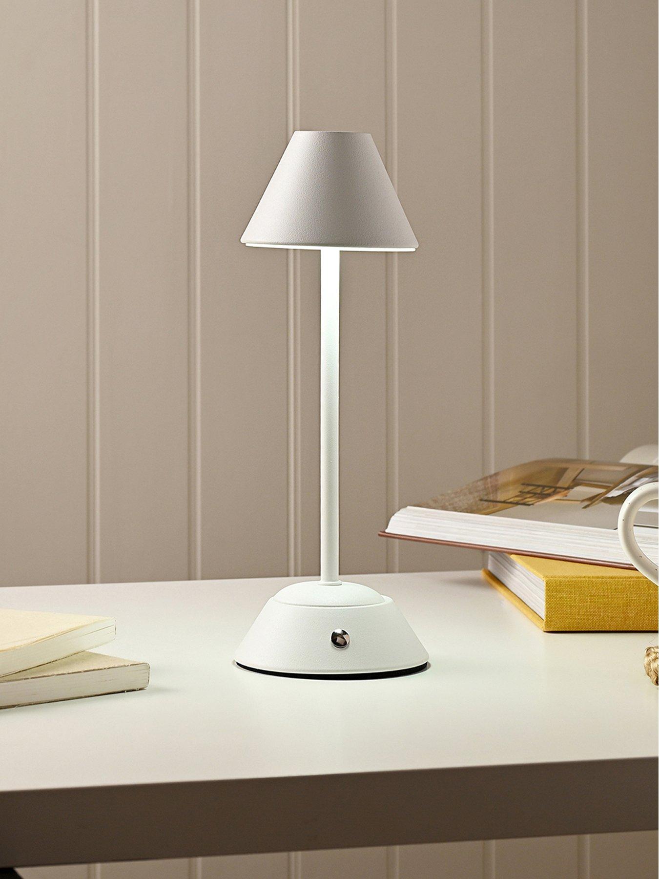 Hestia Matt Putty White Usb Led Touch Table Lamp - Medium