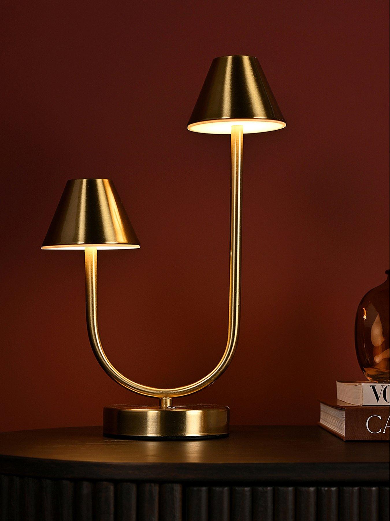 Hestia Bronze Usb Touch Double Light Table Lamp
