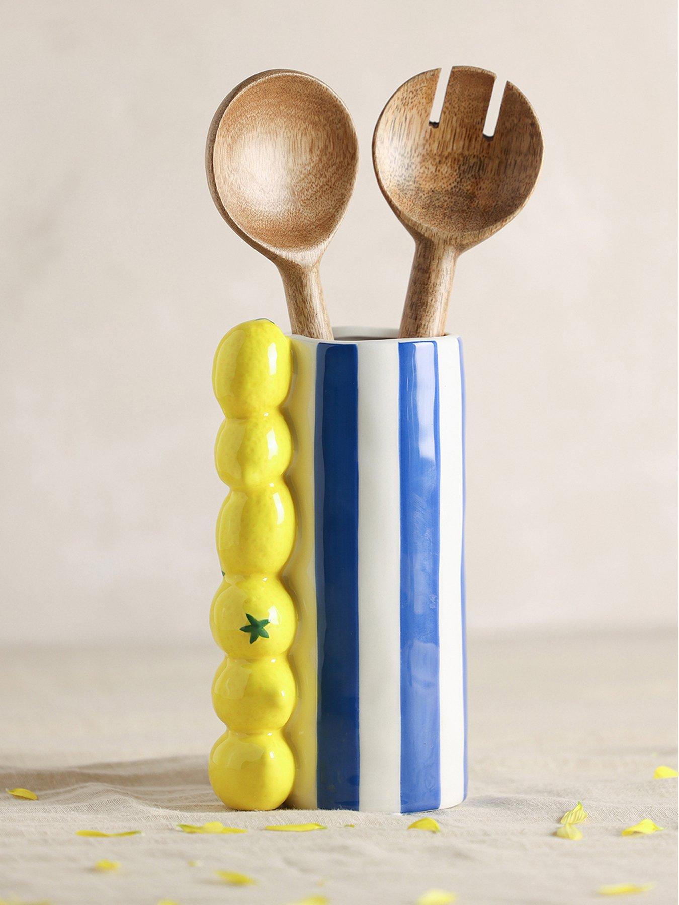 Hestia Lemon Vase with Blue Stripes