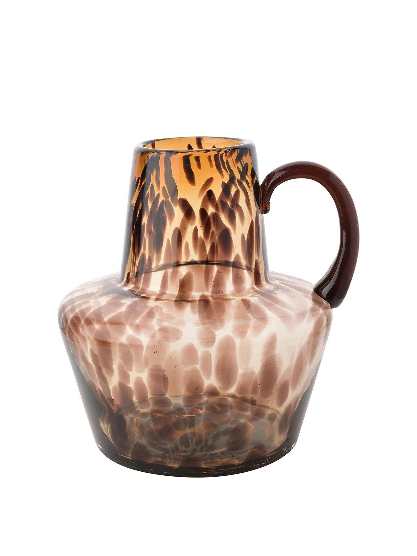 undefined Glass Jug Style Vase With Handle - Mocha