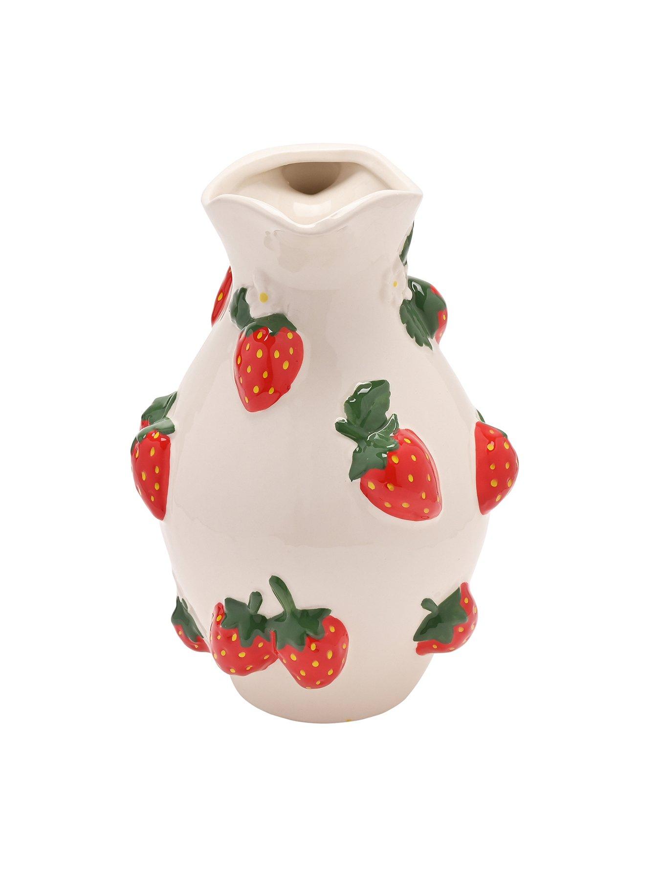  image of hestia-the-cottage-garden-hand-painted-jug-vase-strawberry