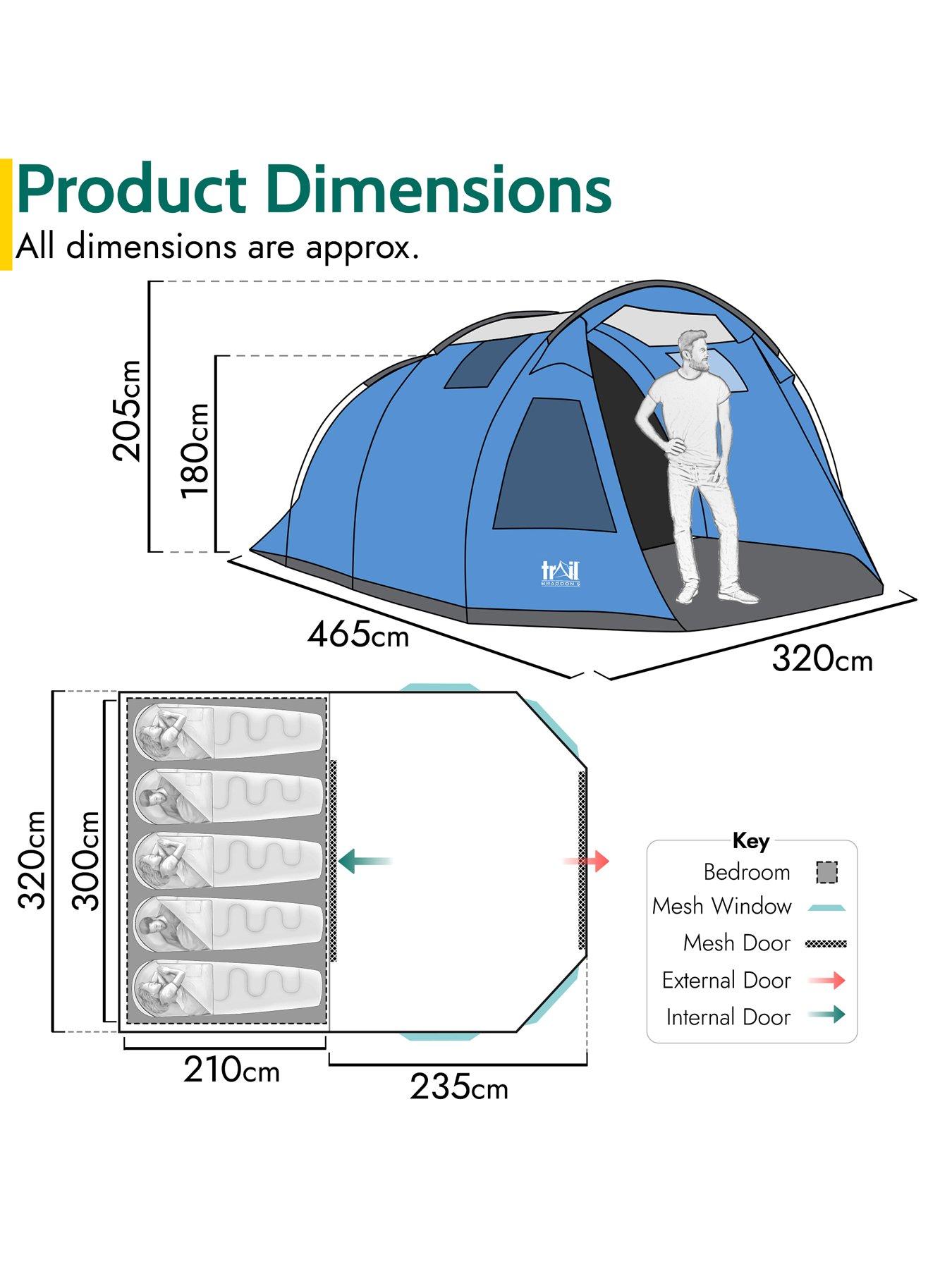  image of trail-braddon-5-person-tunnel-tent-waterproof-3000mm