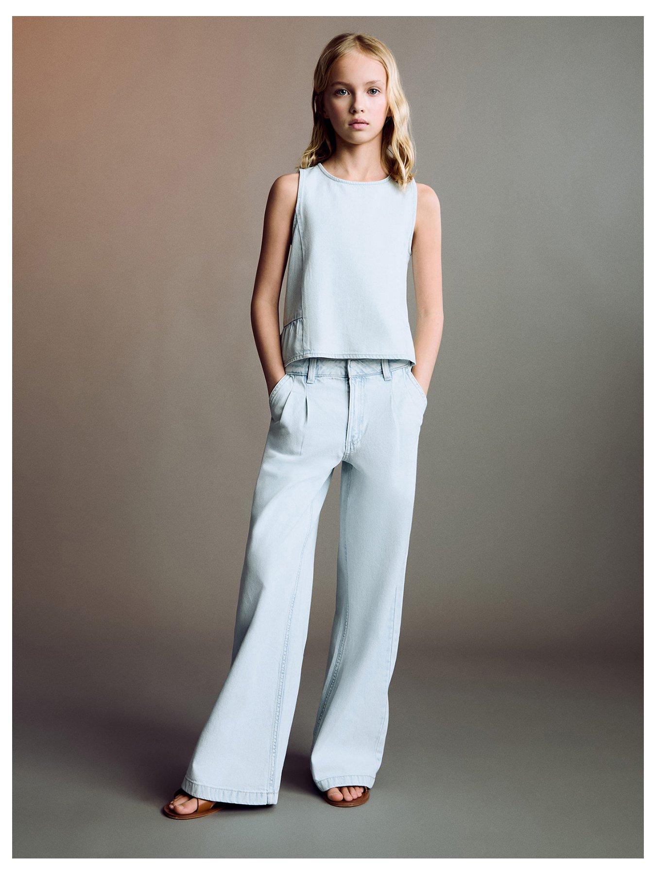 mango-girls-sleeveless-denim-garden-co-ord-top-light-blue