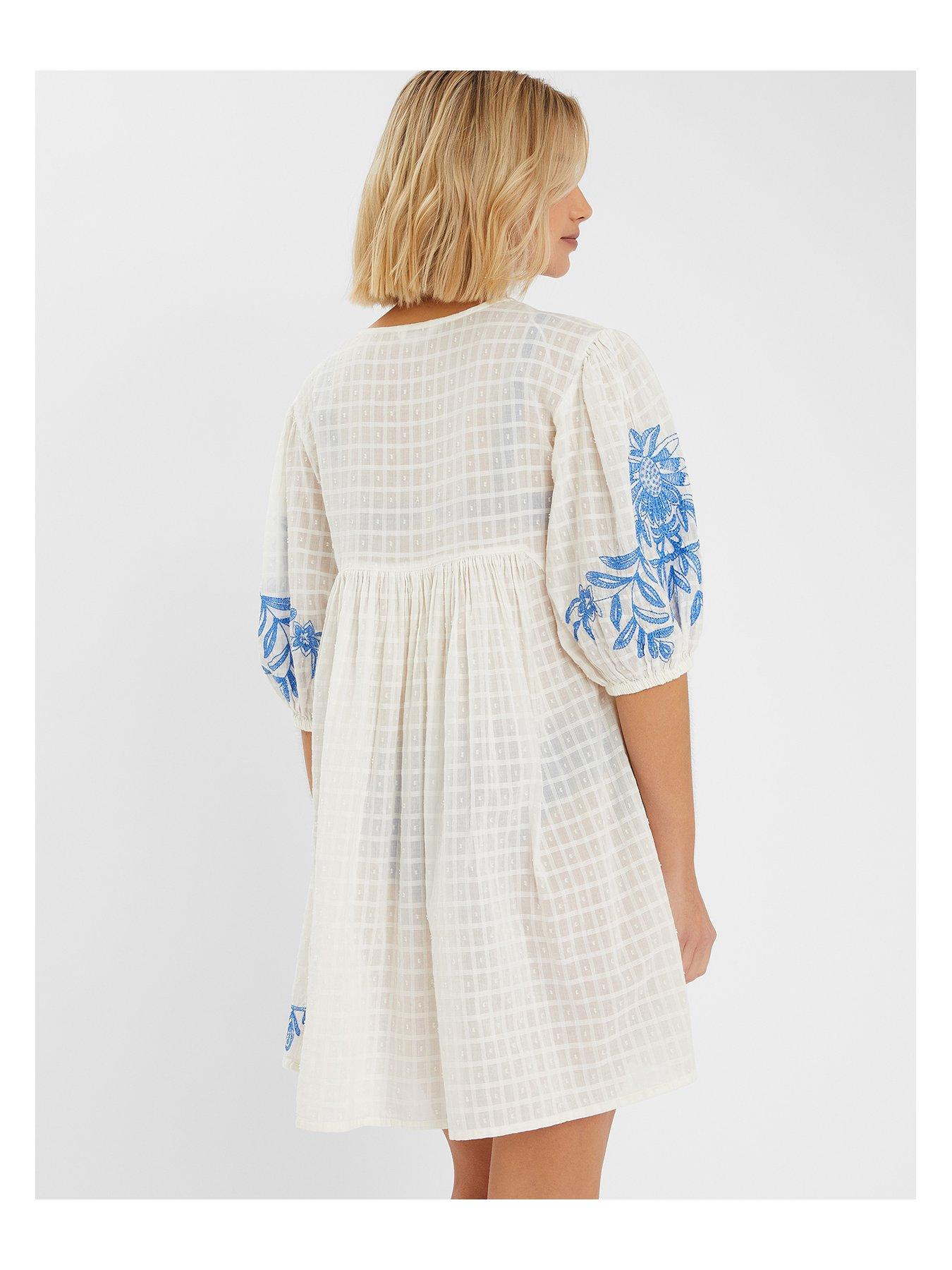  image of accessorize-blue-embroided-cover-up-white