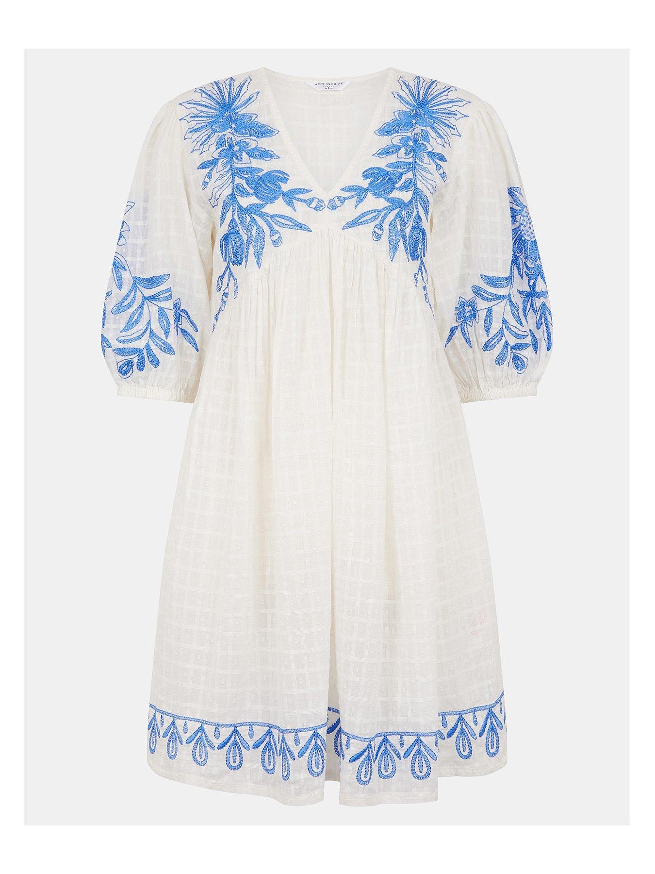  image of accessorize-blue-embroided-cover-up-white