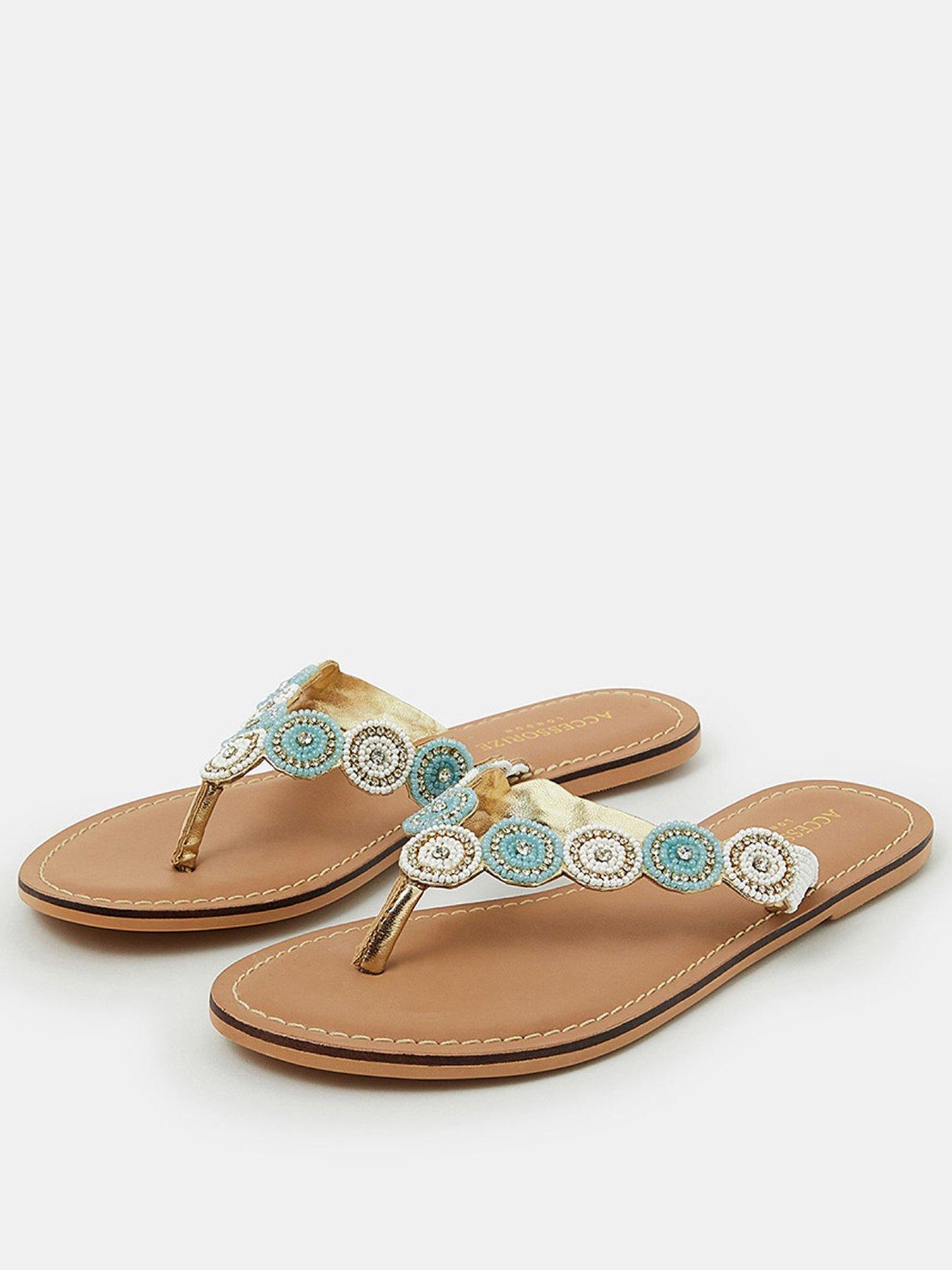  image of accessorize-beaded-circle-thong-sandals-nbsp--white