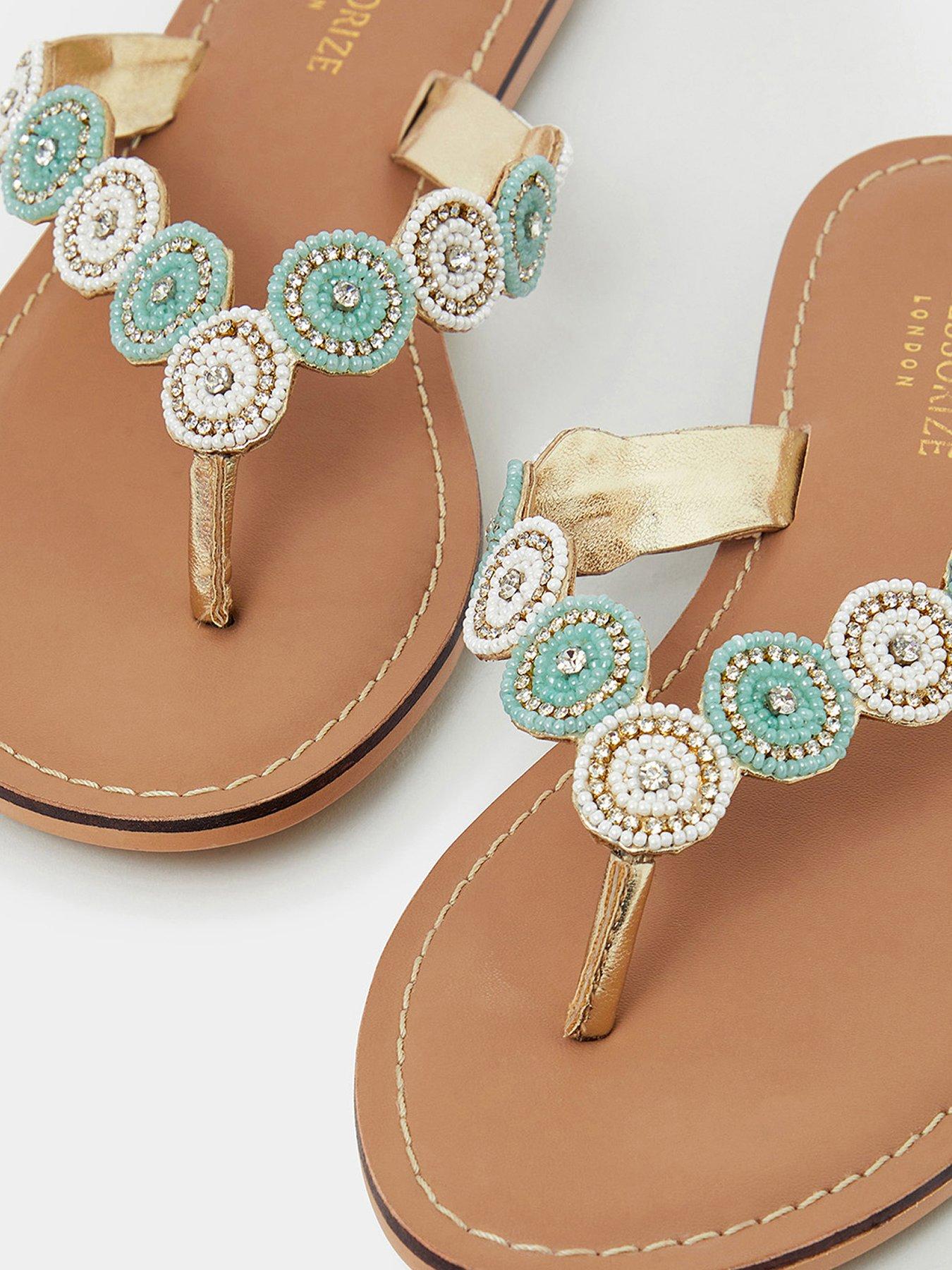  image of accessorize-beaded-circle-thong-sandals-nbsp--white