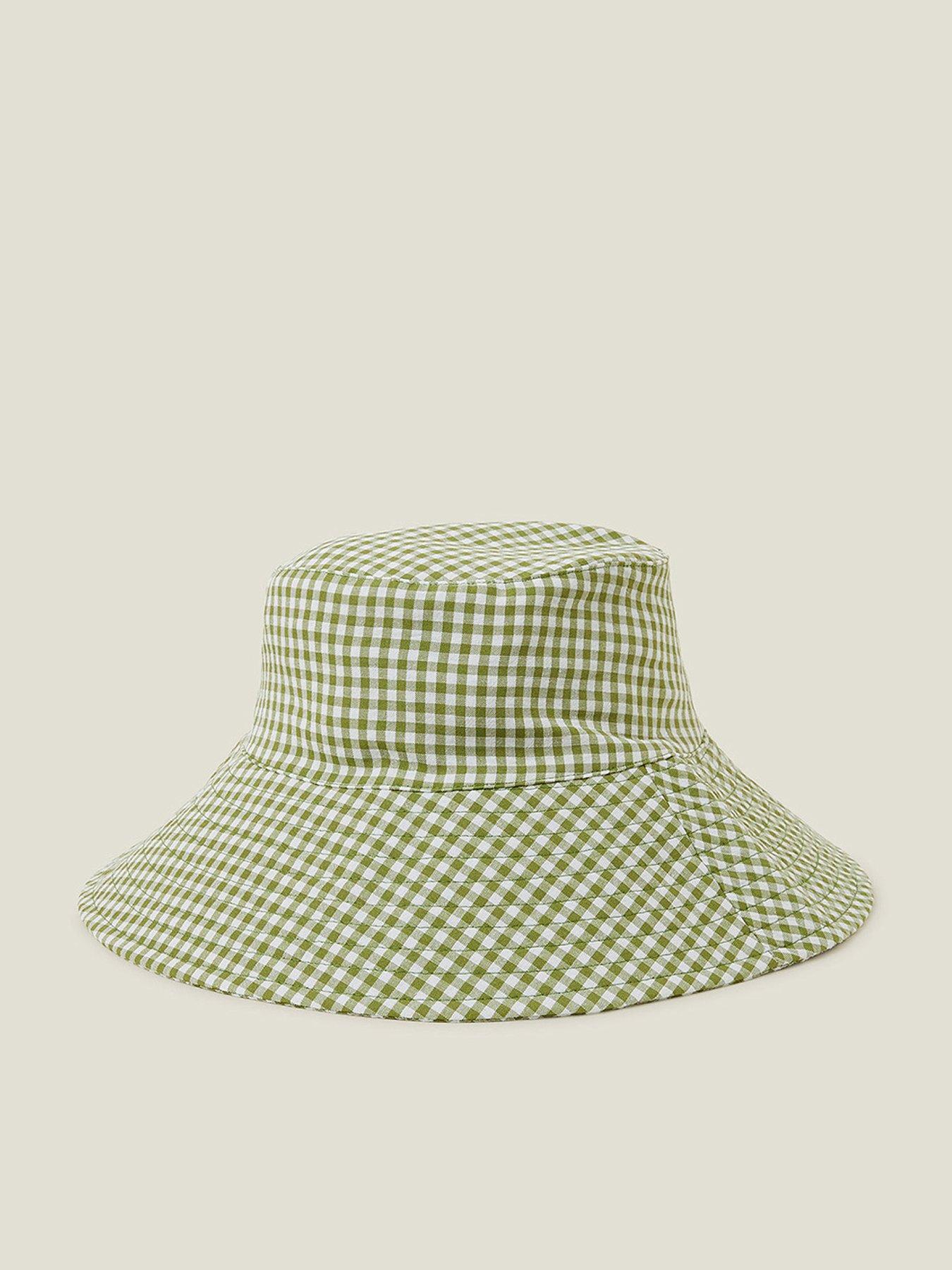  image of accessorize-gingham-bucket-hat-green