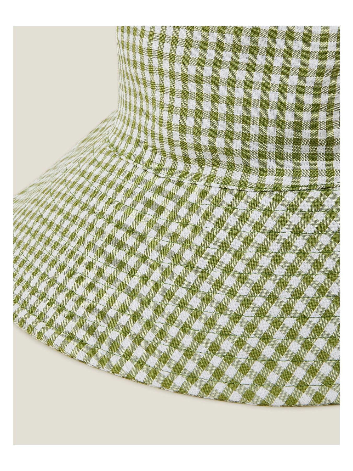  image of accessorize-gingham-bucket-hat-green