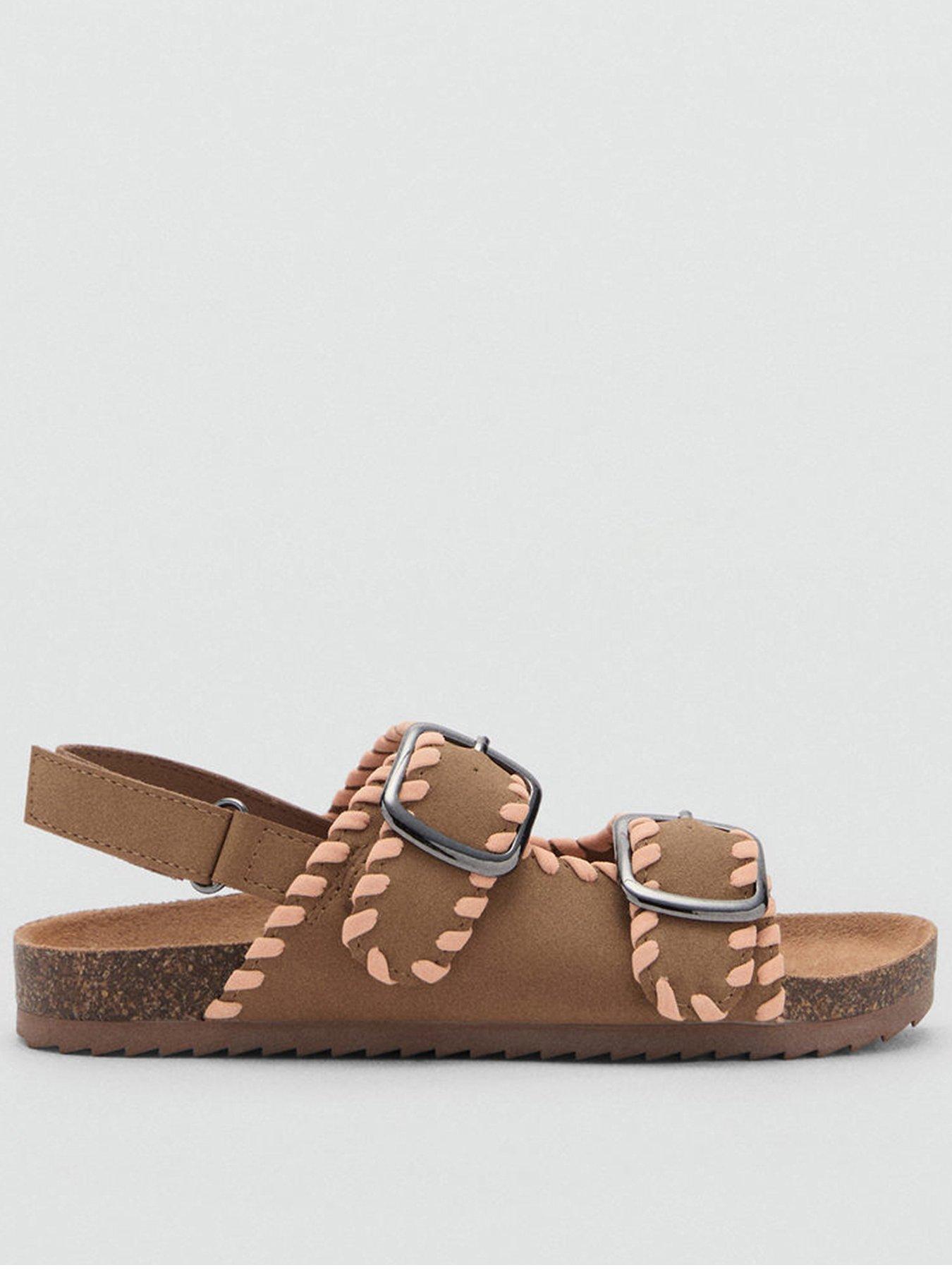 mango-girls-double-buckle-suedette-sandals-brown