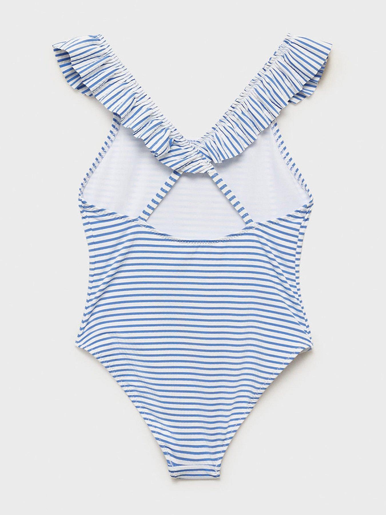 image of mango-girls-striped-swimsuit-blue