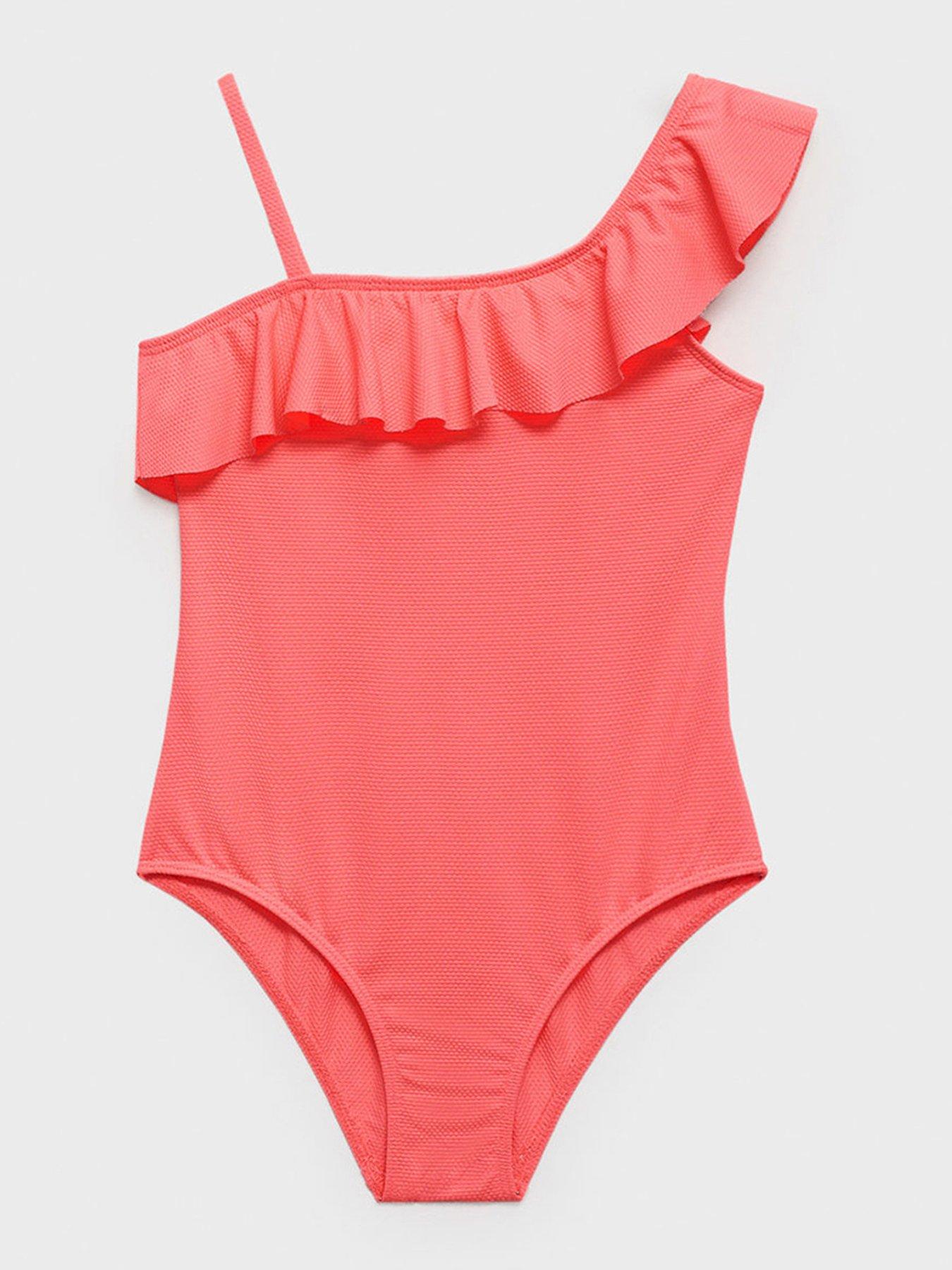 mango-girls-frill-one-shoulder-swimsuit-orange