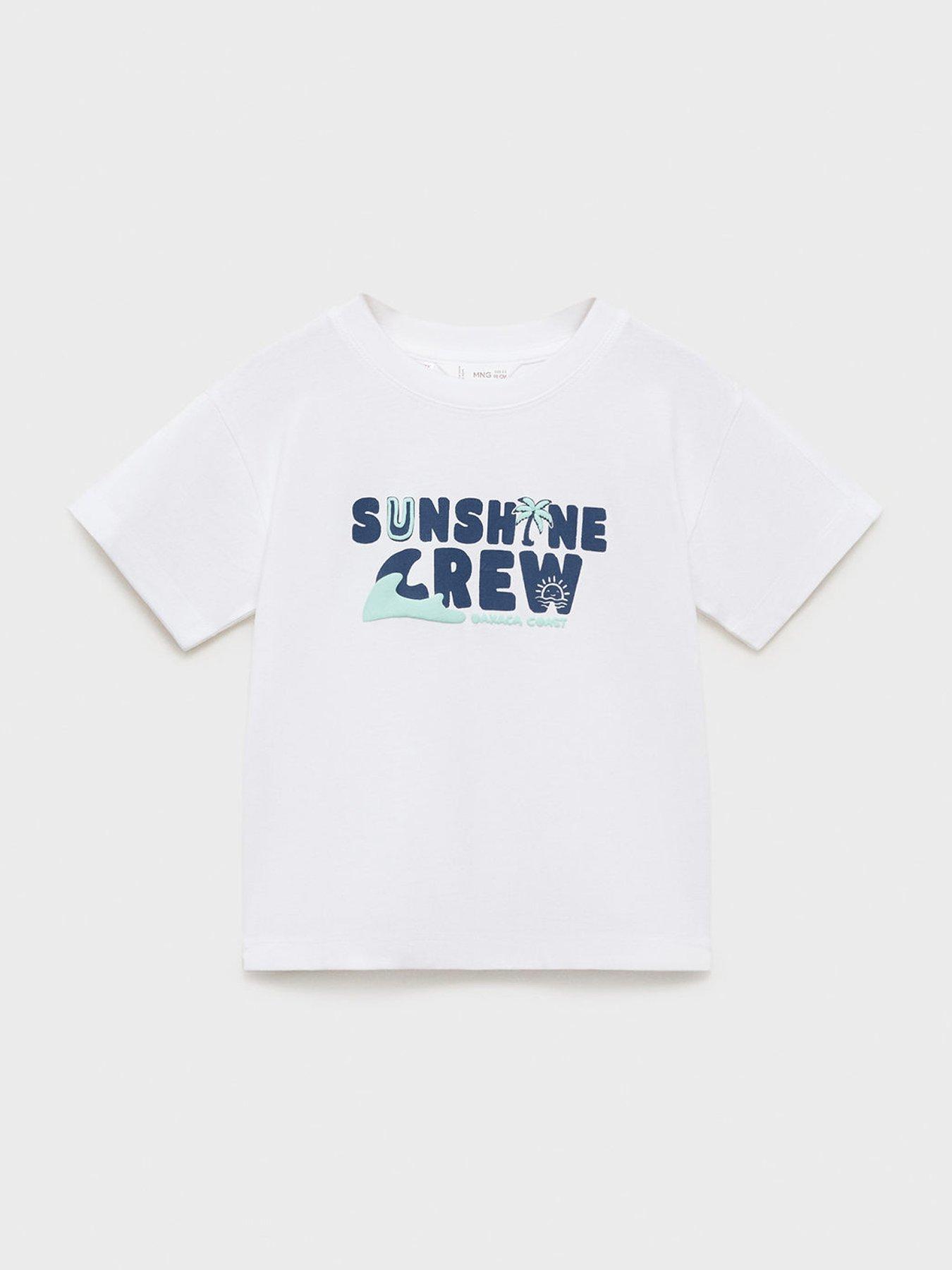Mango Younger Boys Sunshine Crew Short Sleeve T-Shirt - Light Cream