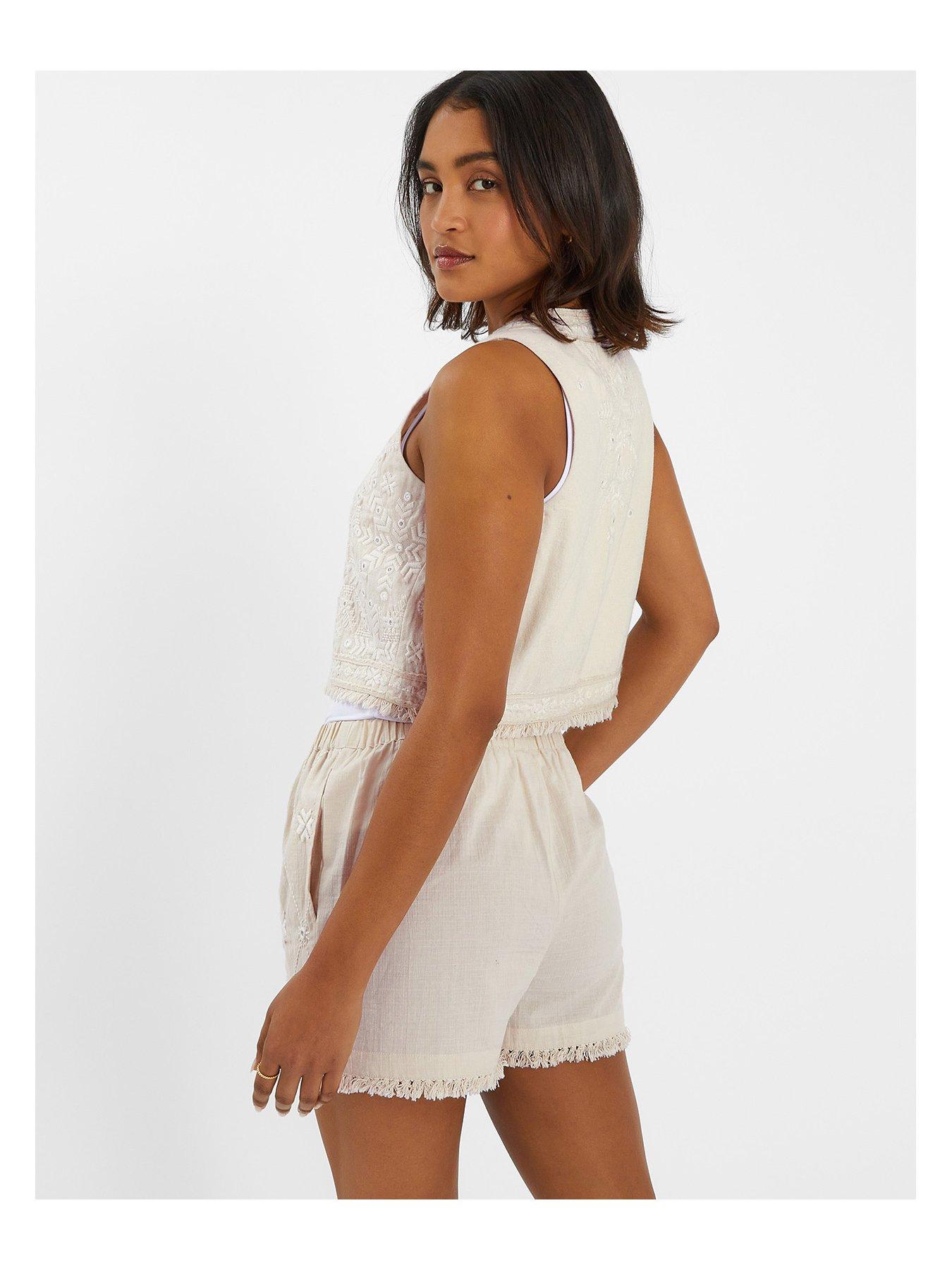 Image 2 of 5 of Accessorize Mirror Embroided Waistcoat - Ivory