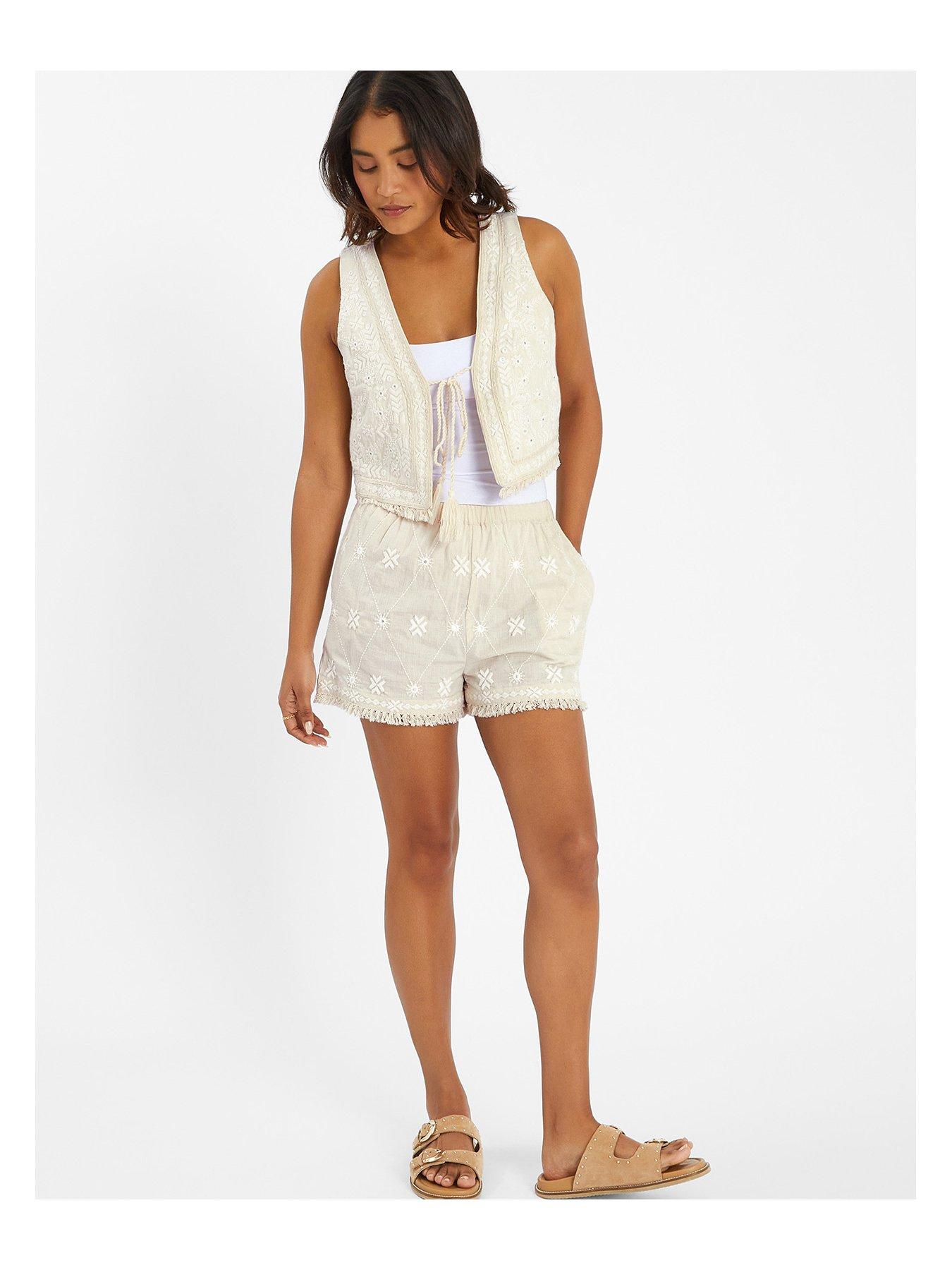 Image 4 of 5 of Accessorize Mirror Embroided Waistcoat - Ivory