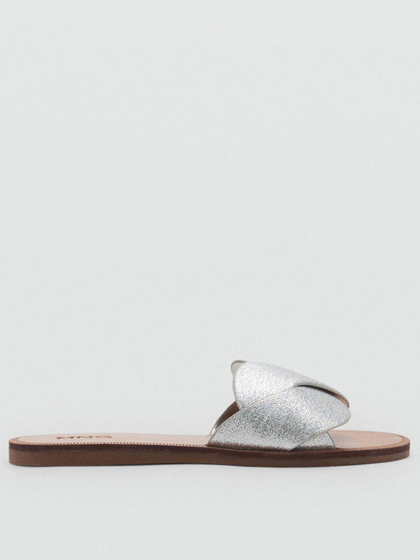 image of mango-girls-metallic-sliders-silver