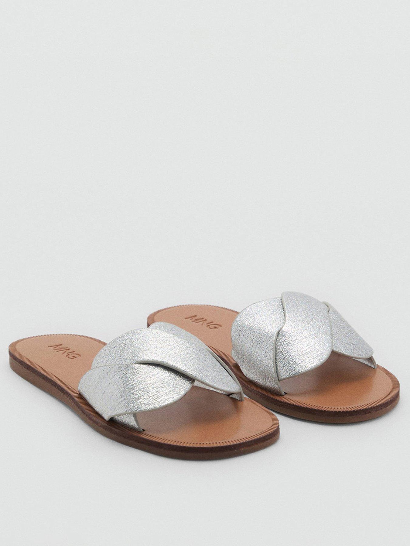  image of mango-girls-metallic-sliders-silver